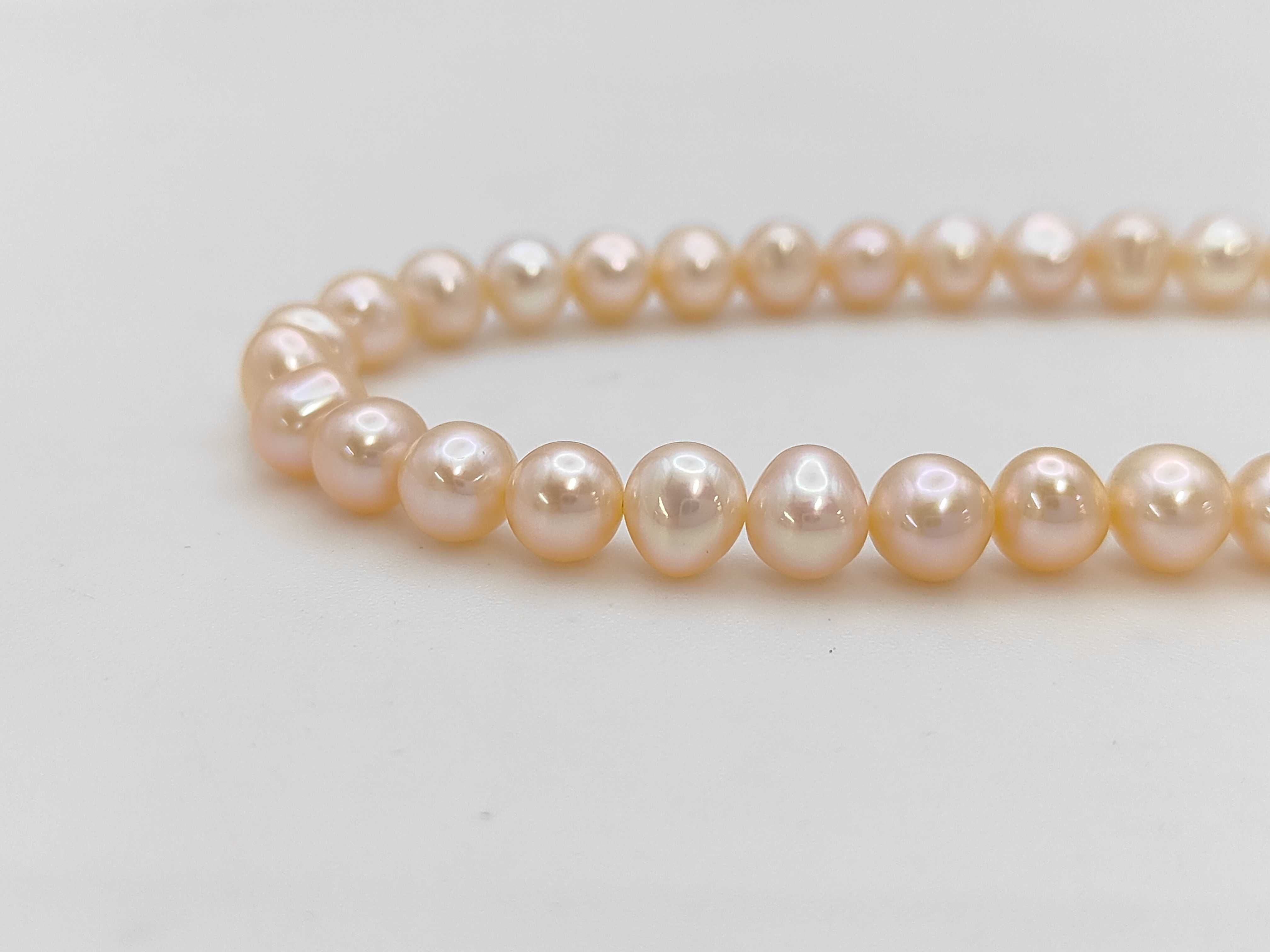 Semi-Round Pink Freshwater Cultured Pearl Necklace with Silver Clasp