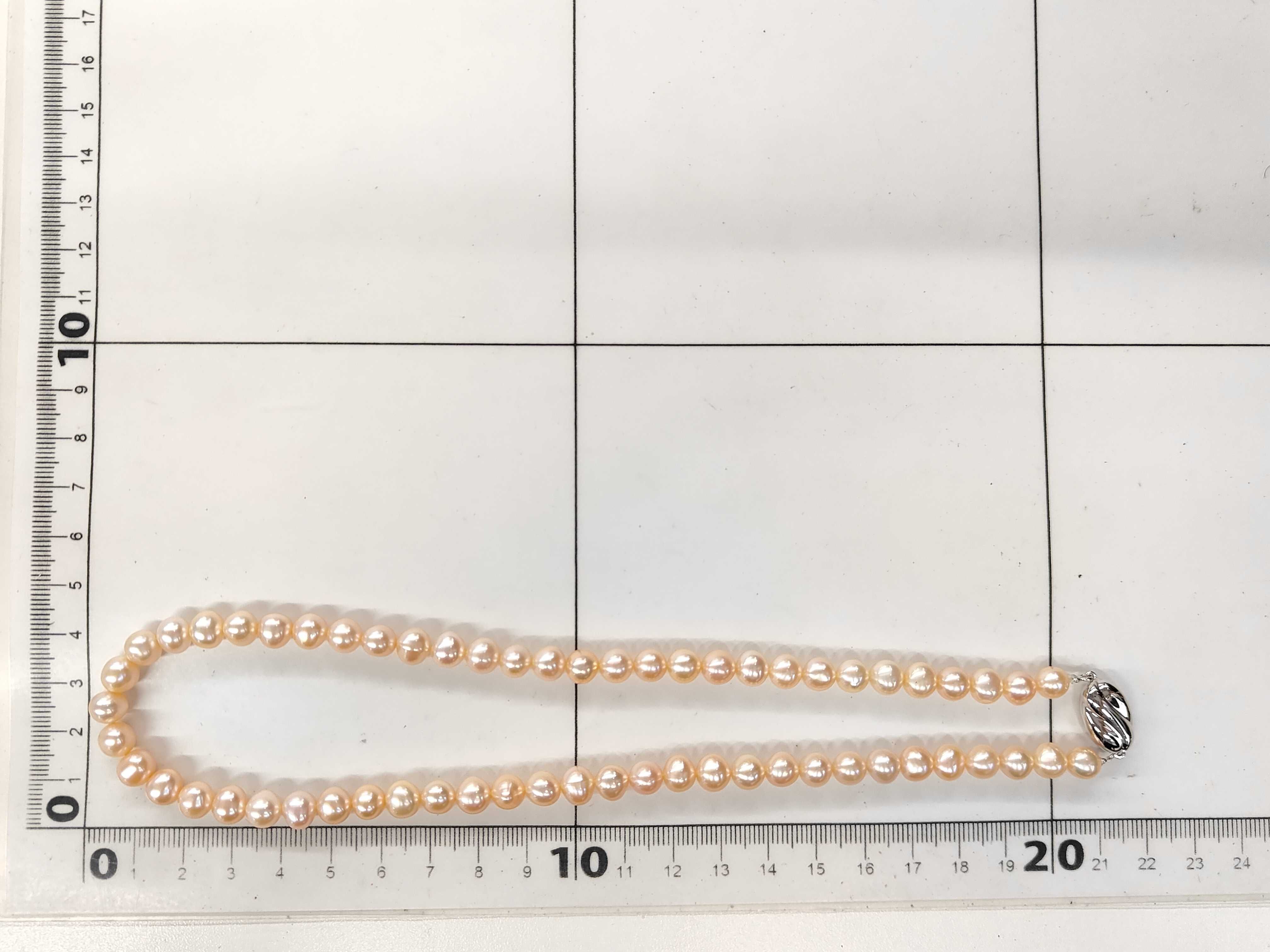 Semi-Round Pink Freshwater Cultured Pearl Necklace with Silver Clasp