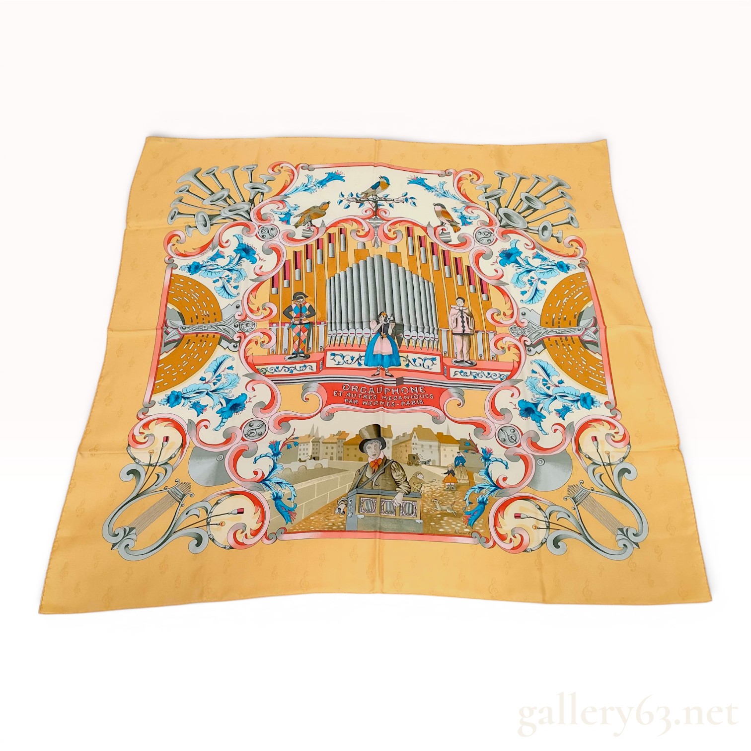 Hermes Silk Jacquard Scarf Orgauphone et Autres Mecaniques