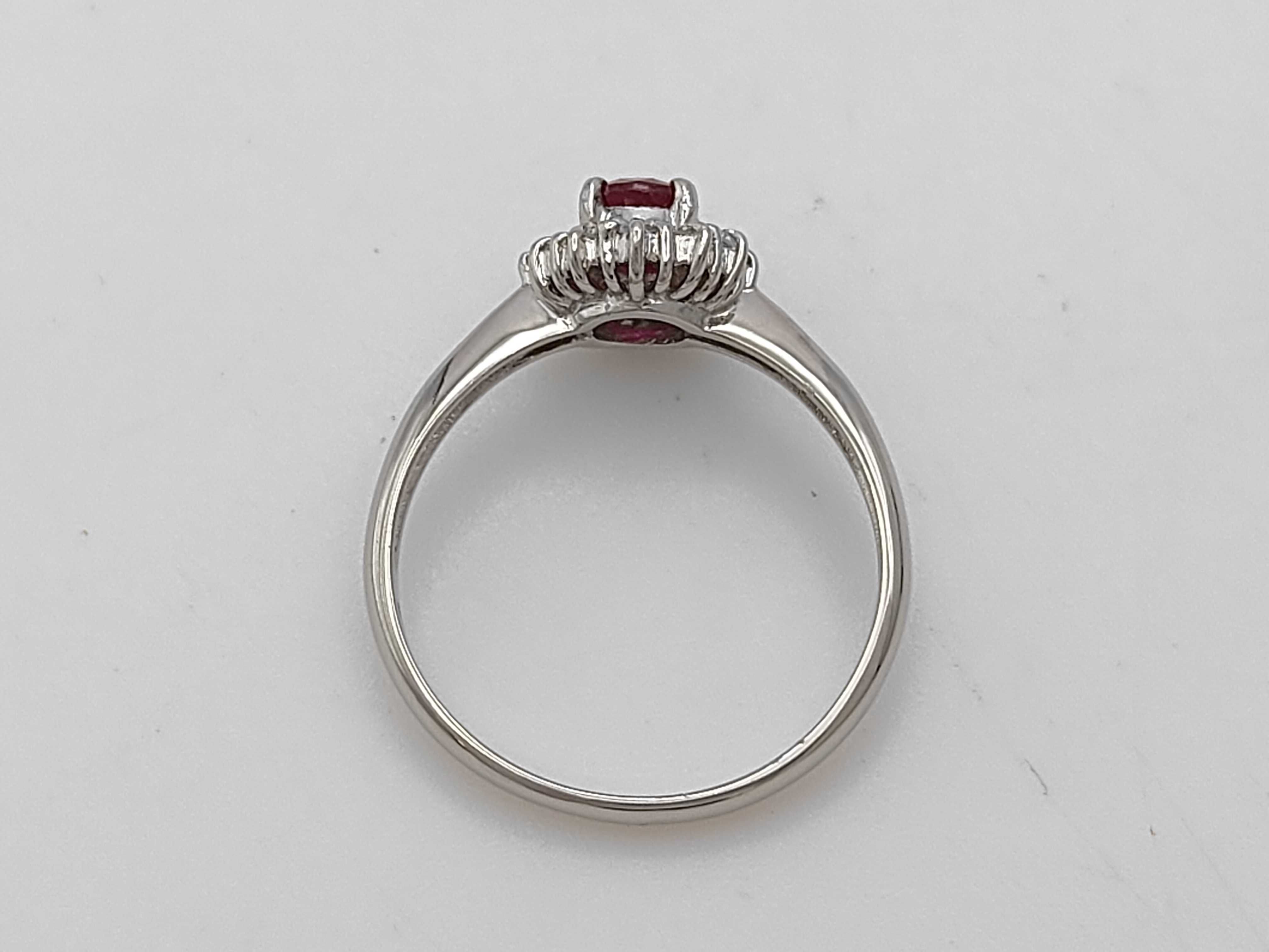 Platinum Ruby and Diamond Halo Cluster Ring