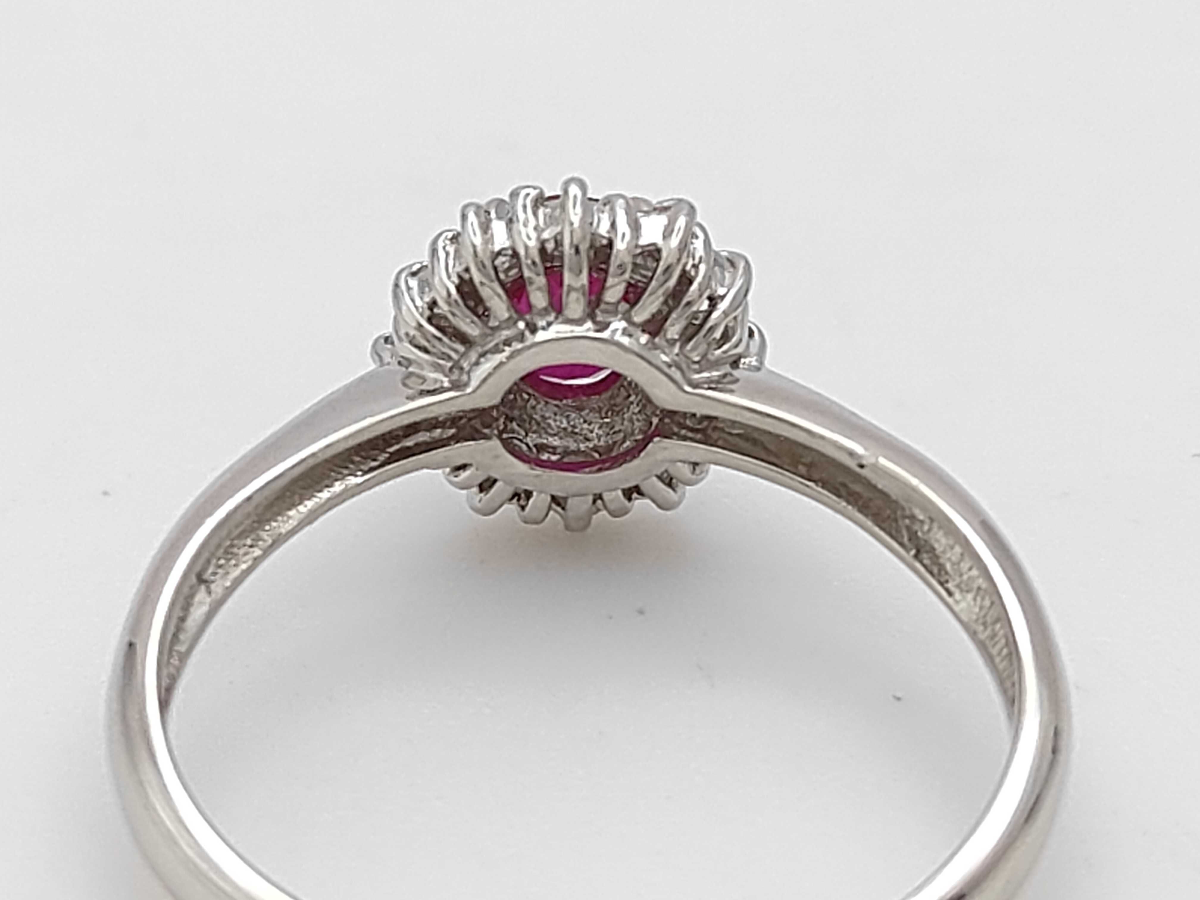 Platinum Ruby and Diamond Halo Cluster Ring