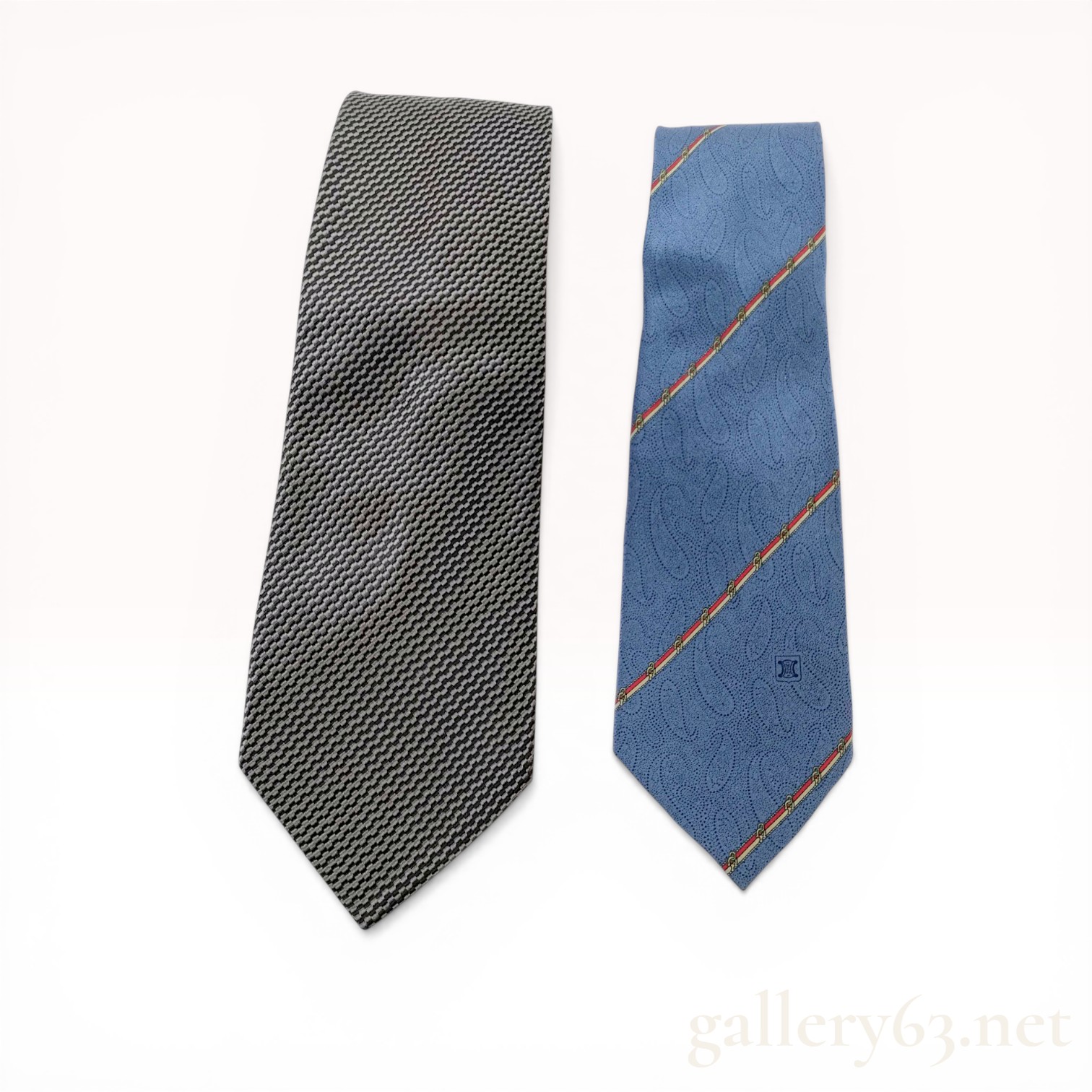 Two Celine Paris Silk Neckties