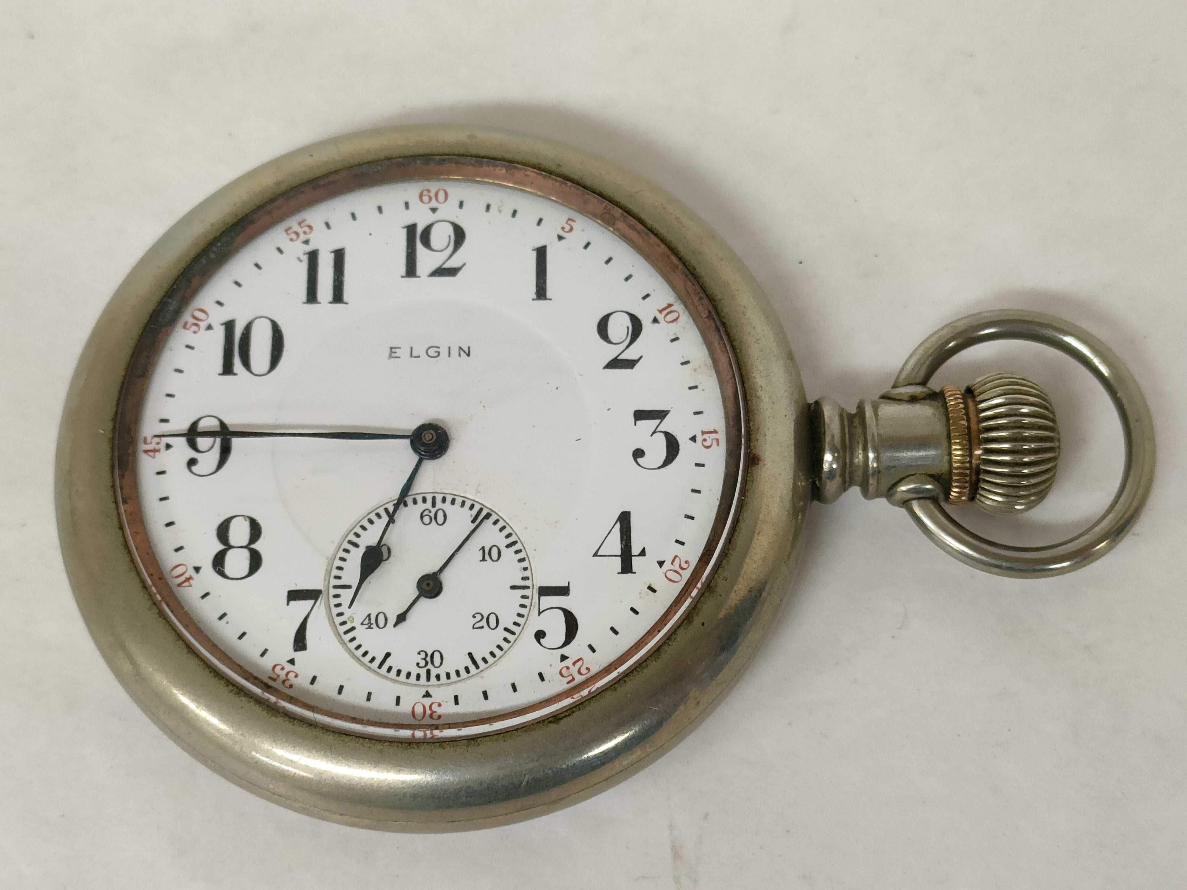 Two Vintage American Open Face Pocket Watches by Waltham and Elgin