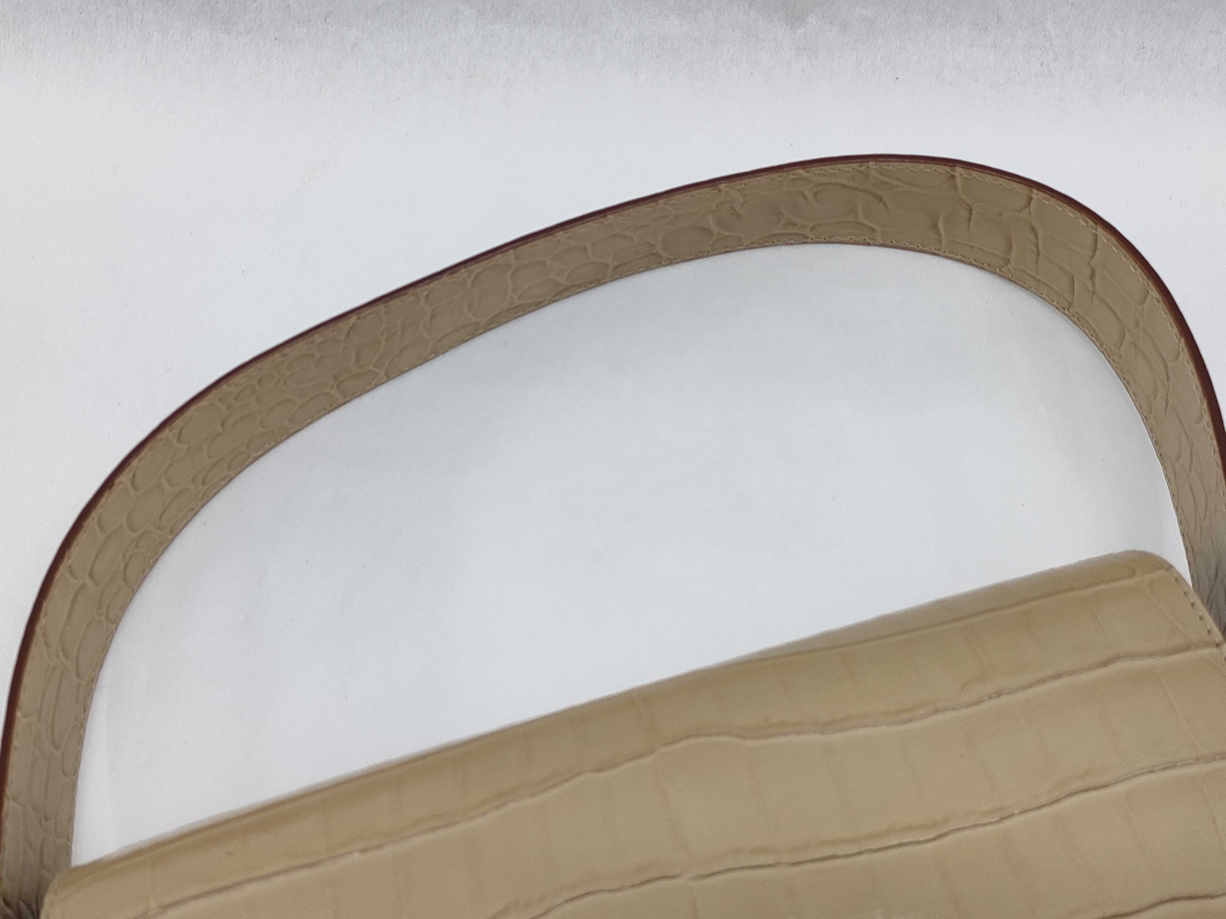 Salvatore Ferragamo Beige Crocodile Leather Structured Top Handle Bag