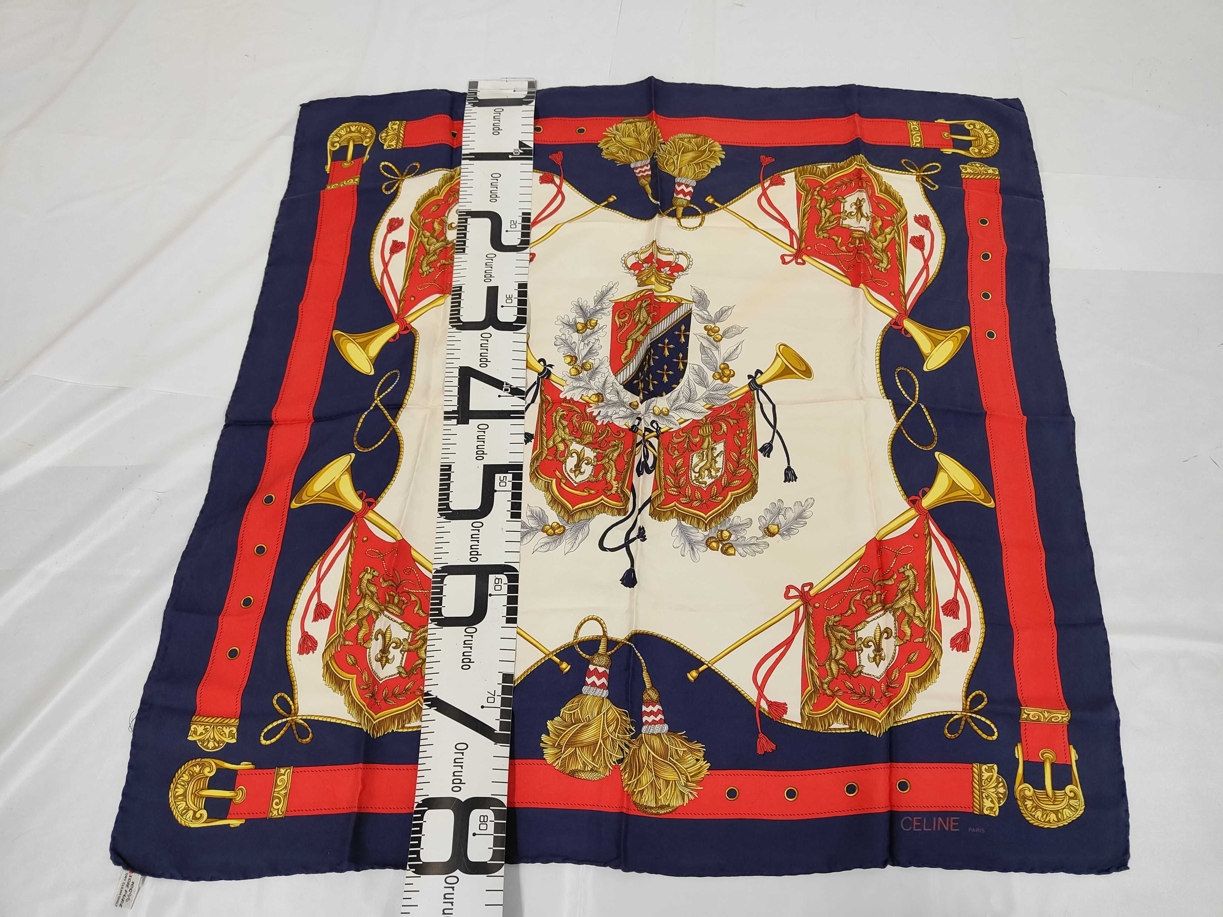 Celine Paris Heraldic Motif Silk Square Scarf