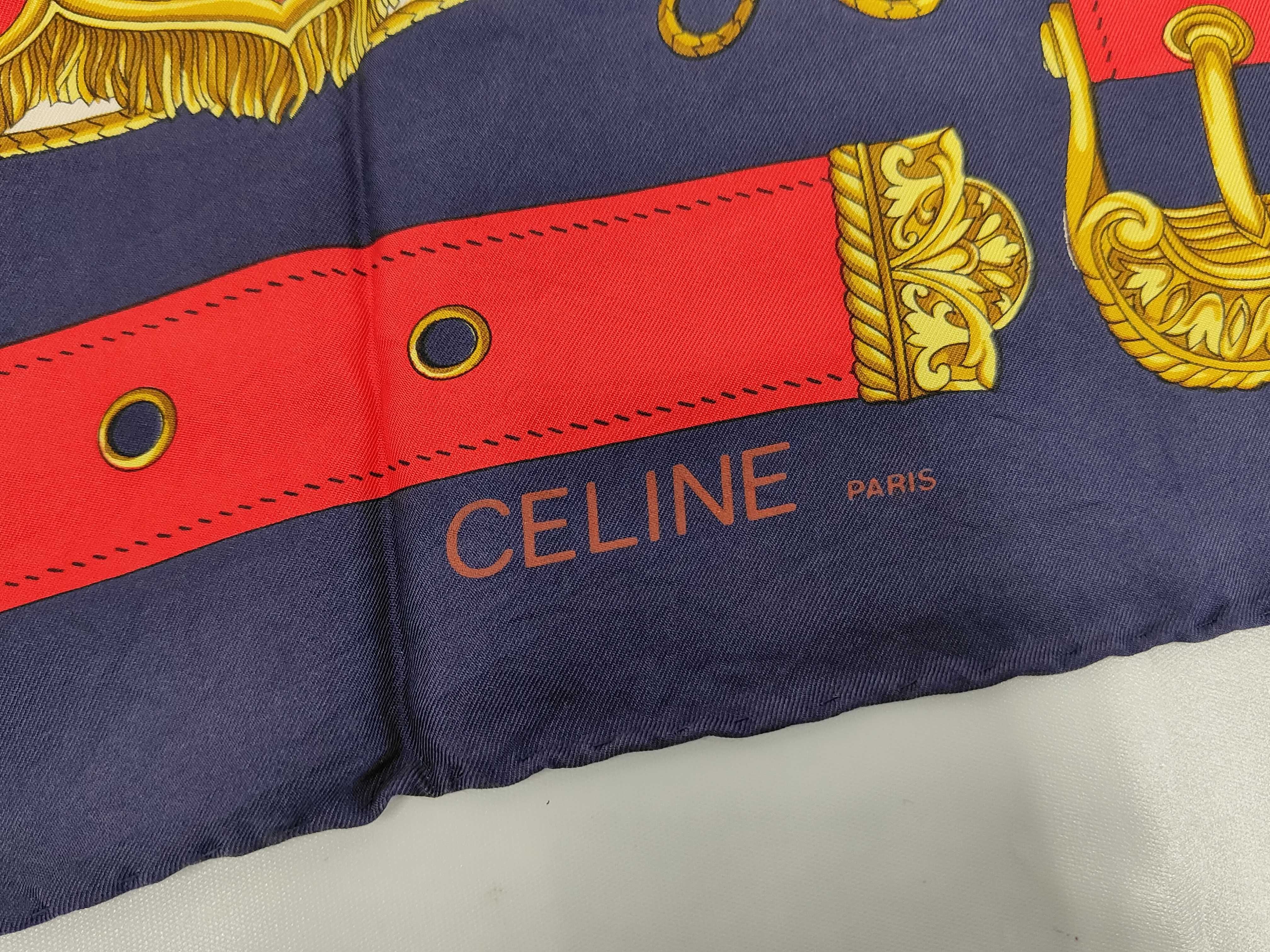 Celine Paris Heraldic Motif Silk Square Scarf