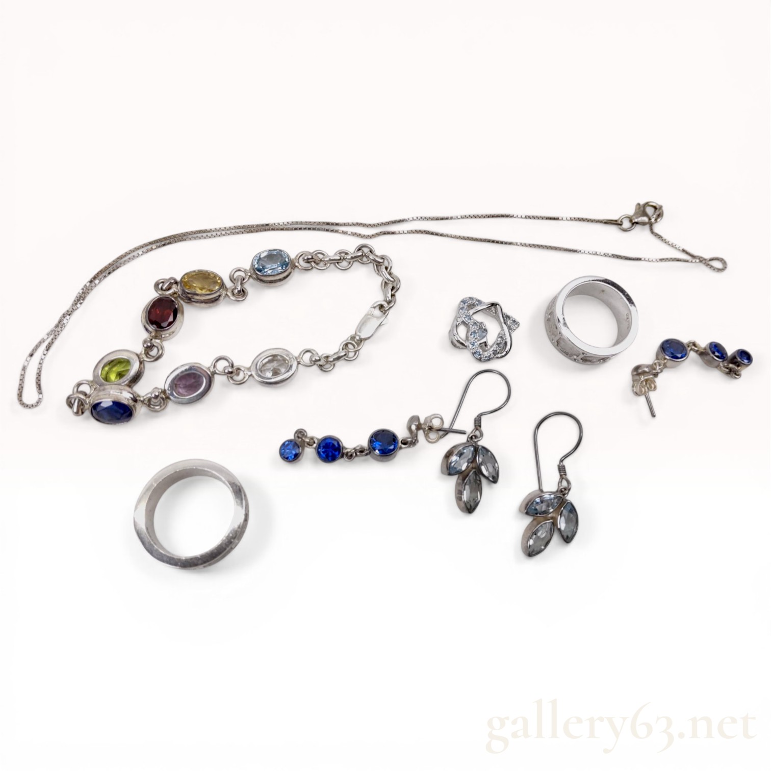 A Collection of Sterling Silver and Multi-Gemstone Jewelry
