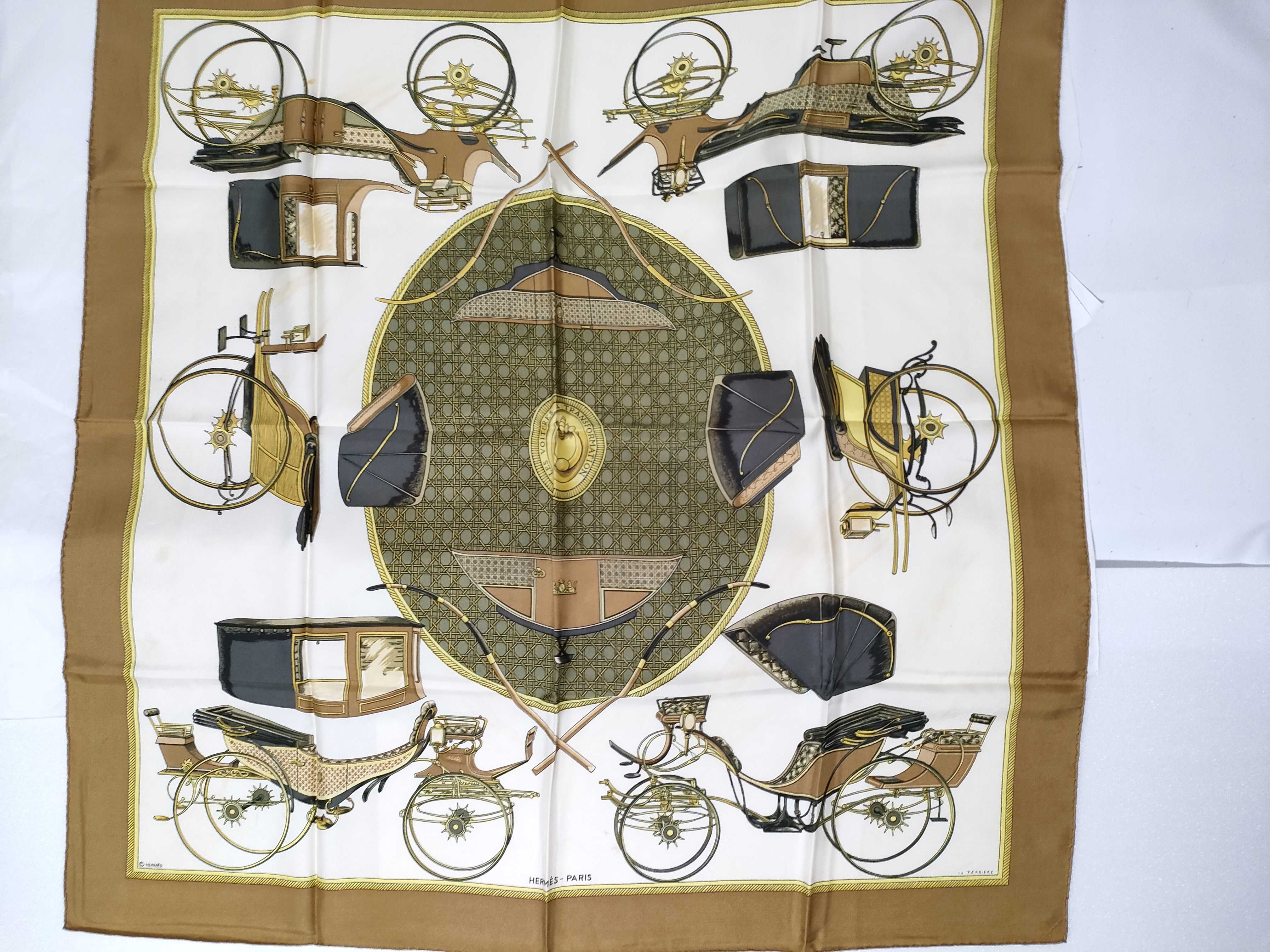 Hermes Les Voitures a Transformation Silk Scarf by Francoise de La Perriere