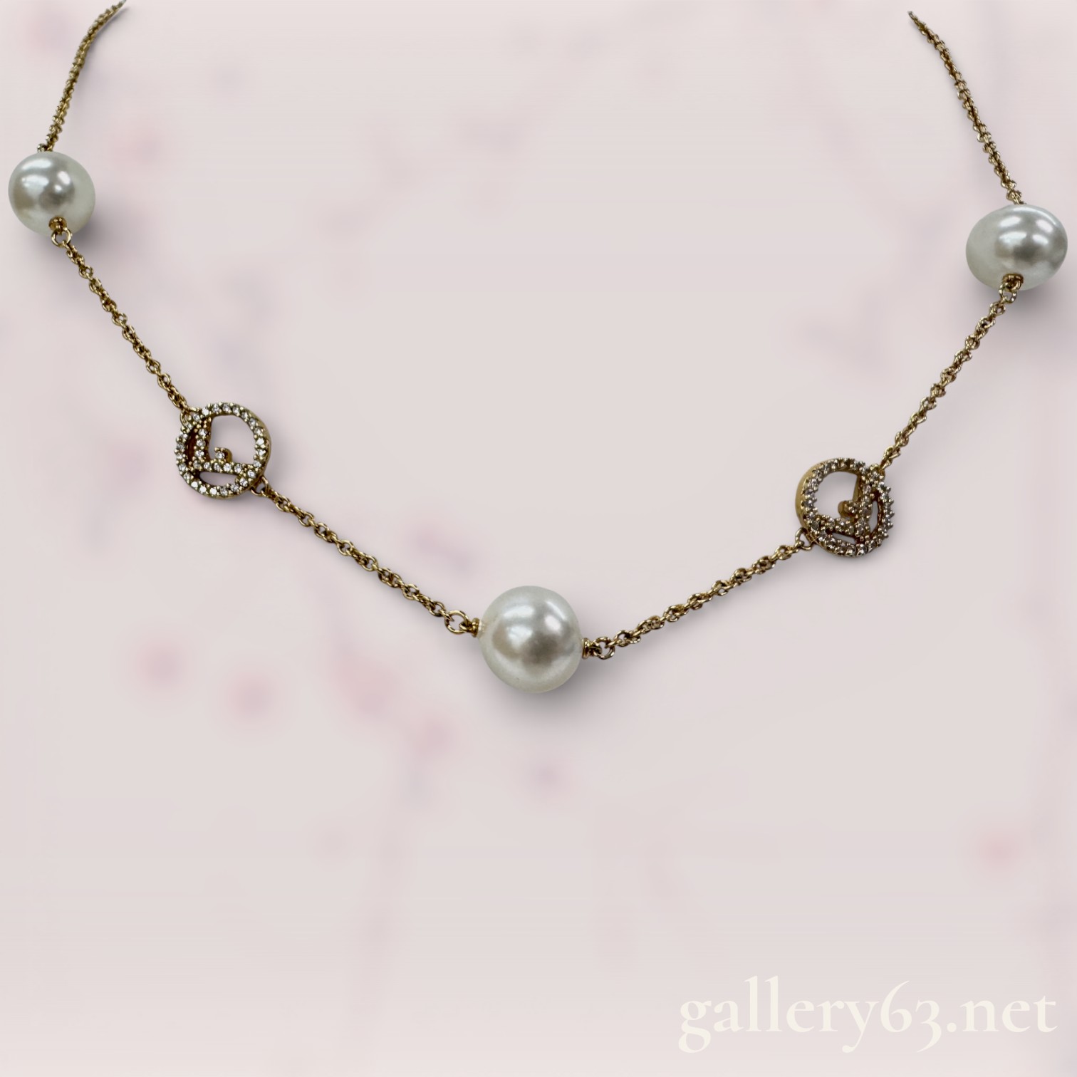 Fendi F Is Fendi Pearl and Crystal Station Necklace