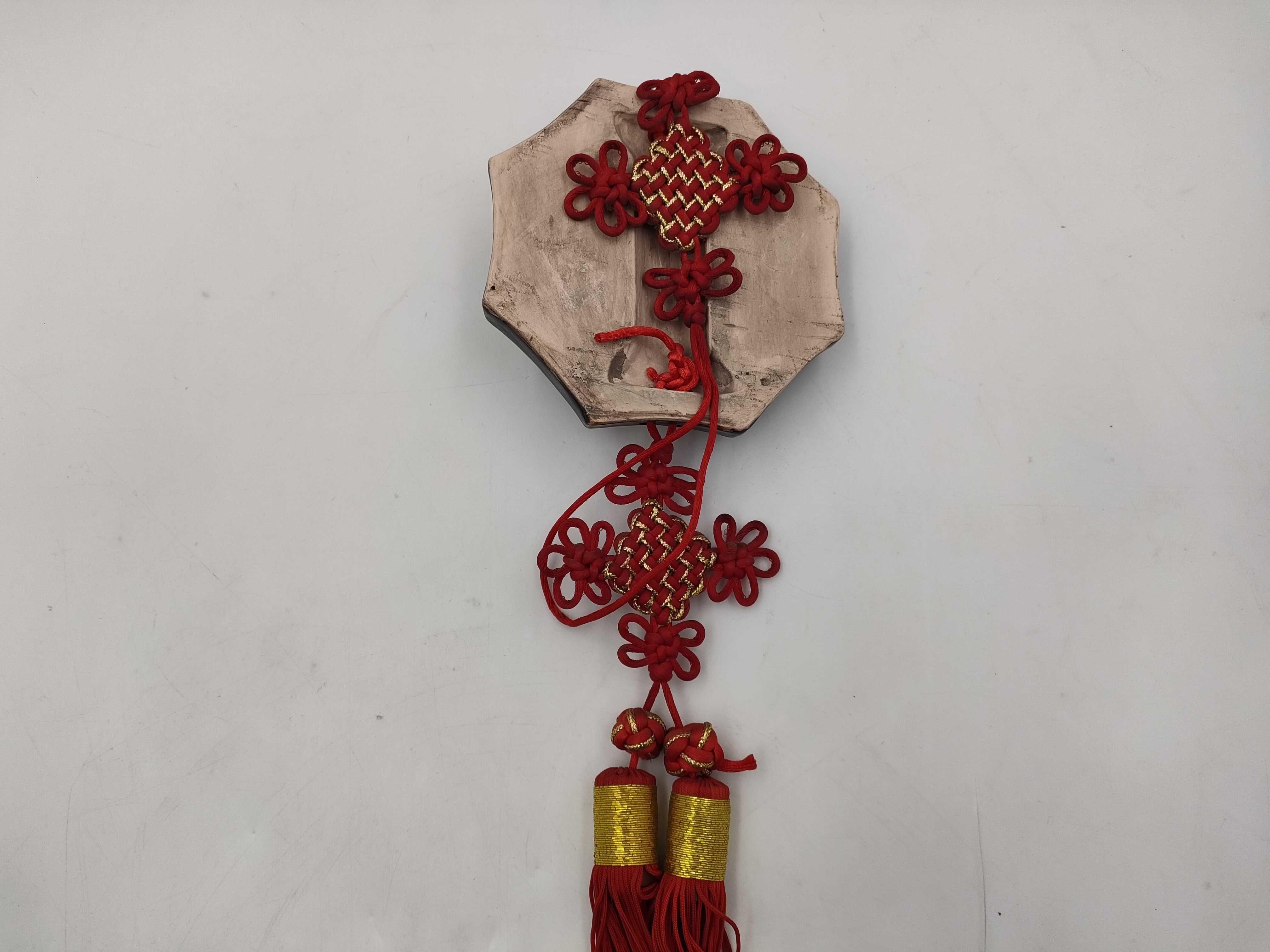 Chinese Polychrome Glazed Ceramic Bagua Wall Hanging with Tassel