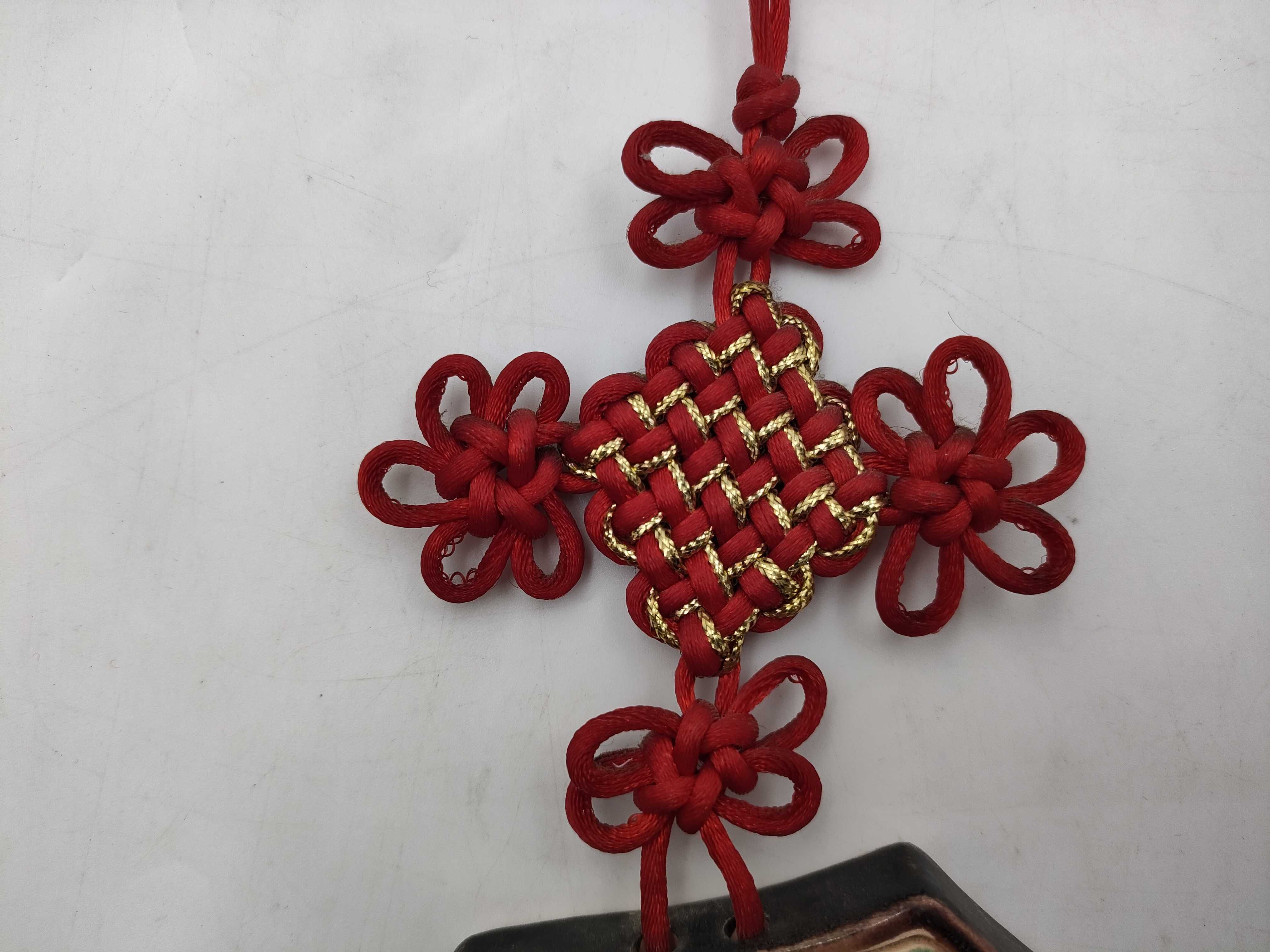 Chinese Polychrome Glazed Ceramic Bagua Wall Hanging with Tassel