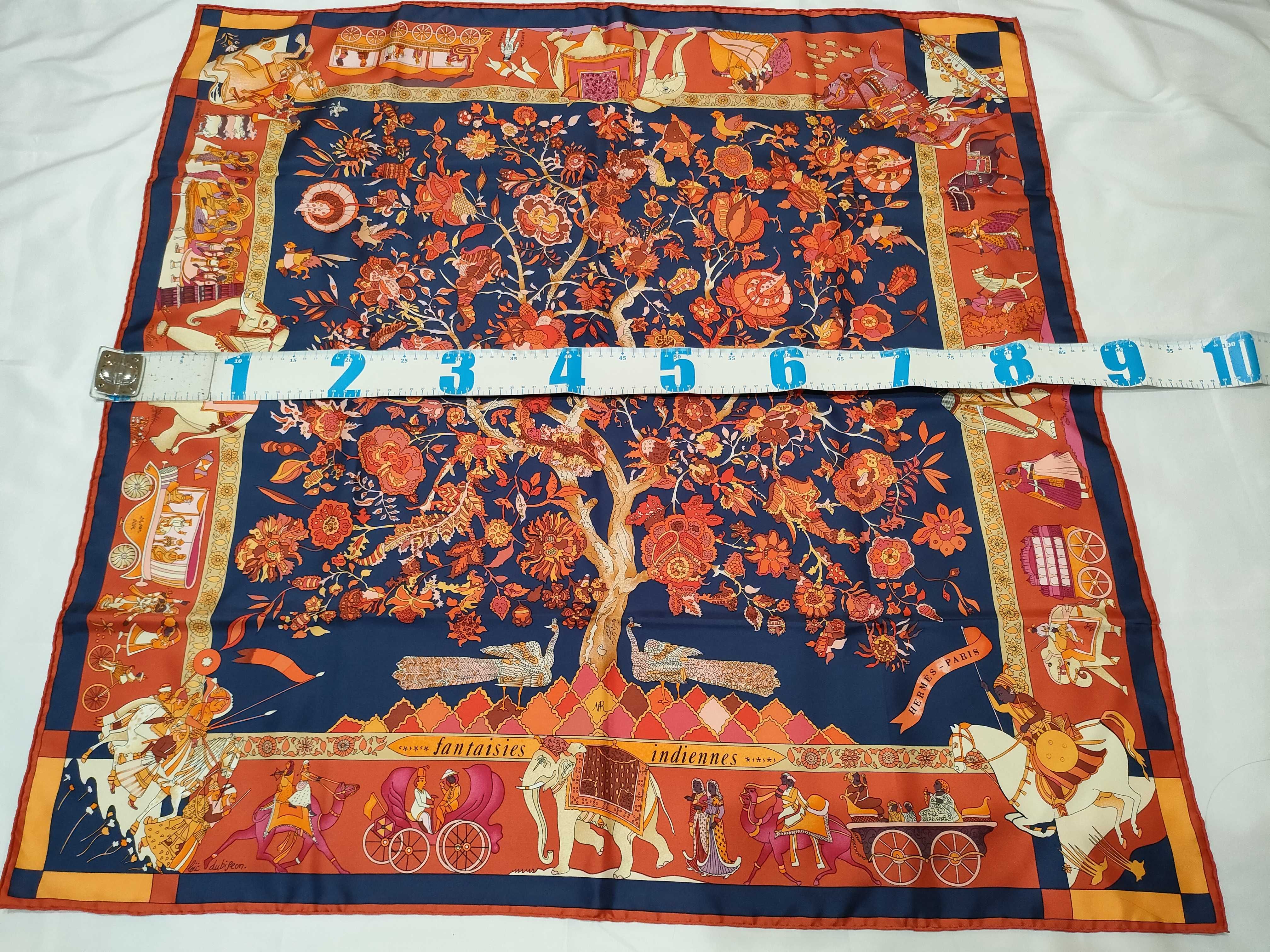 Hermes Silk Twill Carre 90 Scarf Fantaisies Indiennes
