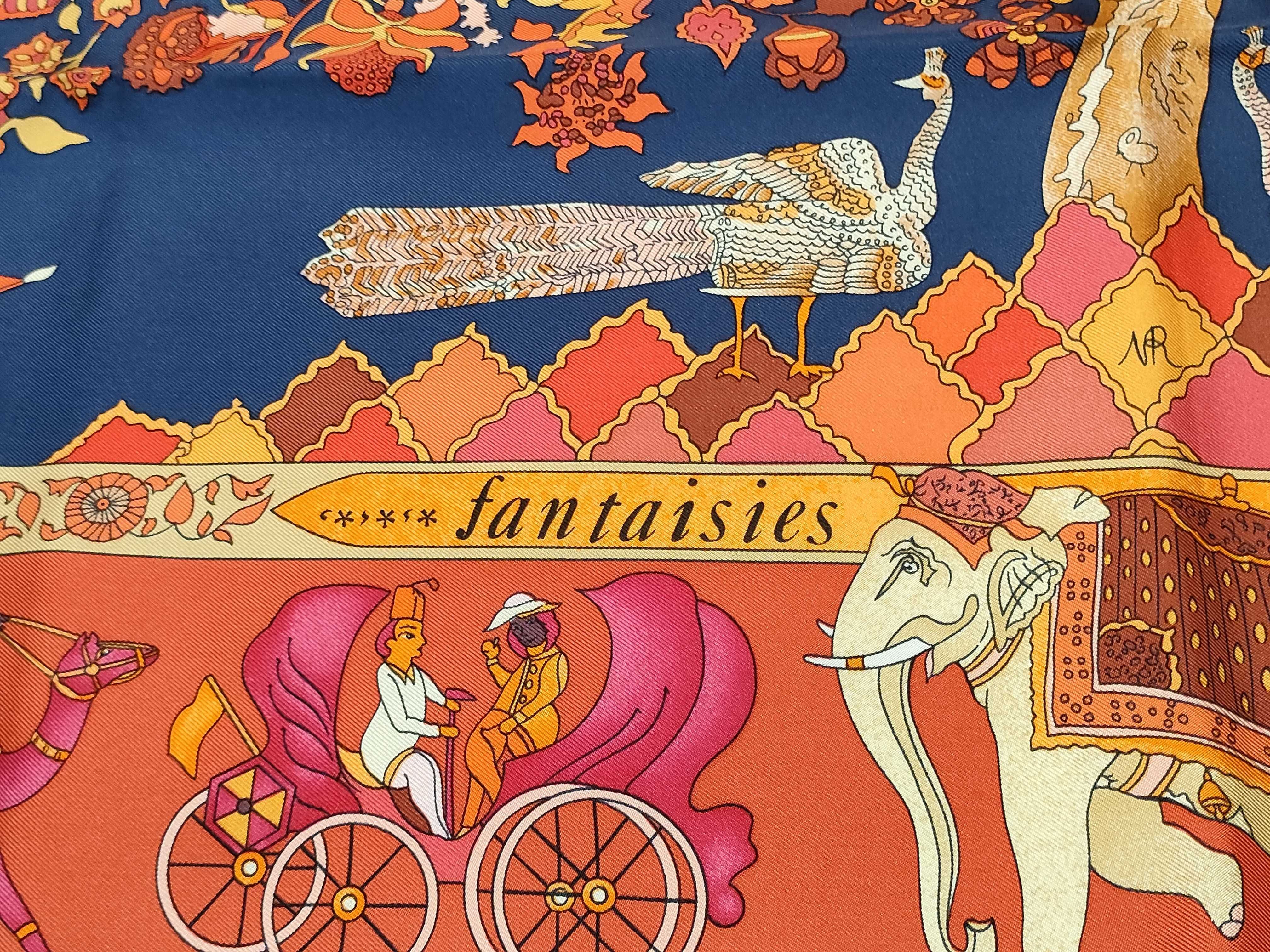 Hermes Silk Twill Carre 90 Scarf Fantaisies Indiennes