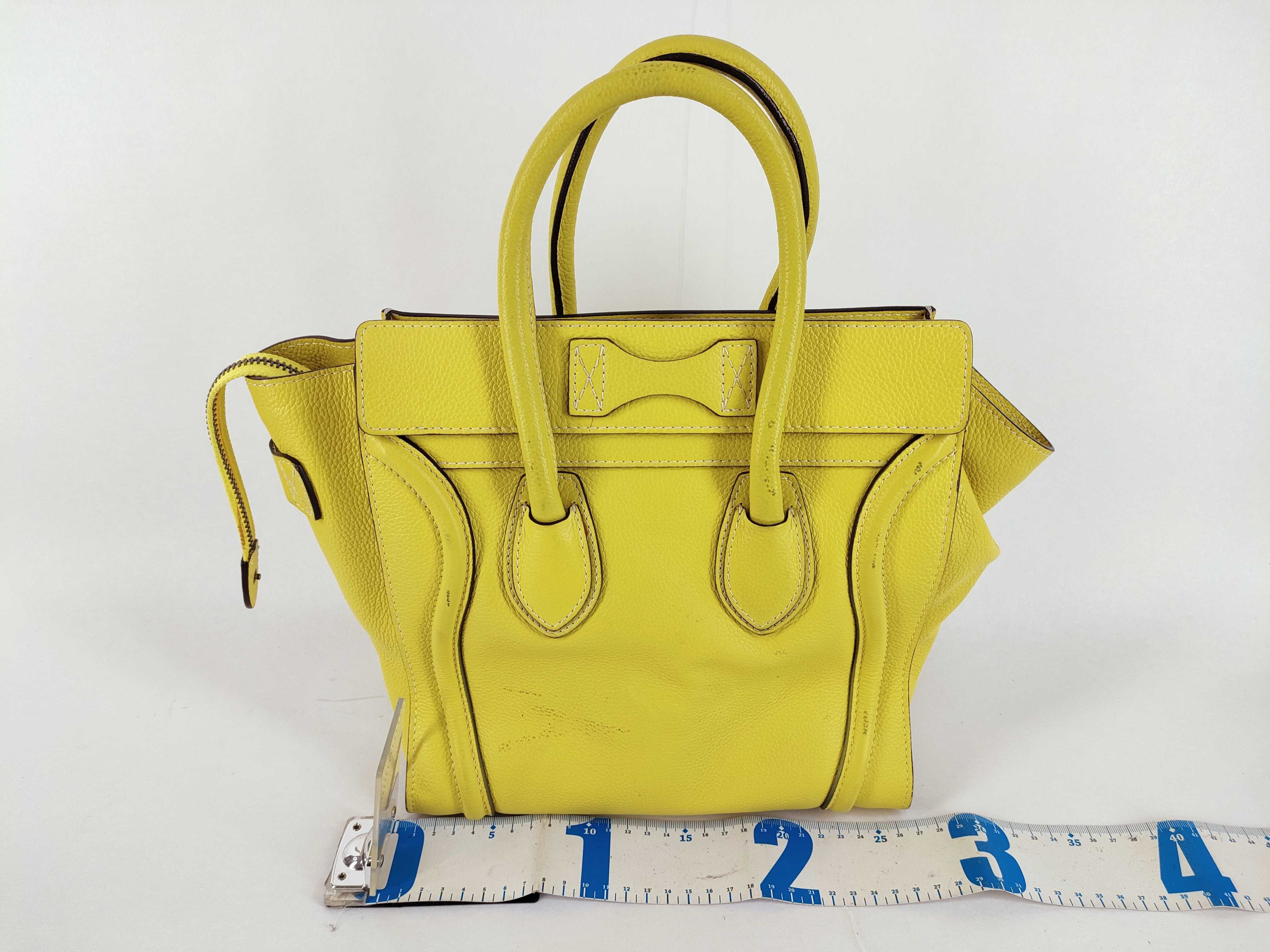 Celine Citron Yellow Drummed Calfskin Micro Luggage Tote Bag