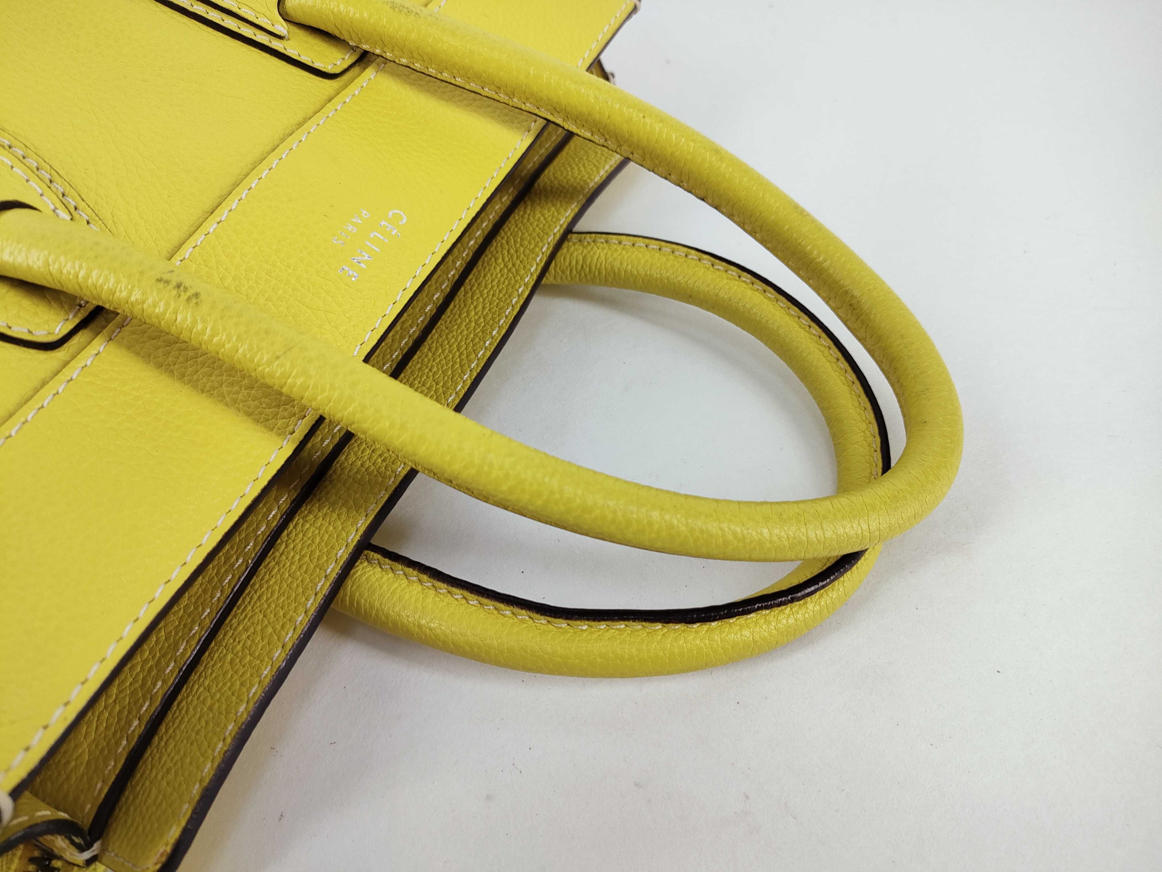 Celine Citron Yellow Drummed Calfskin Micro Luggage Tote Bag