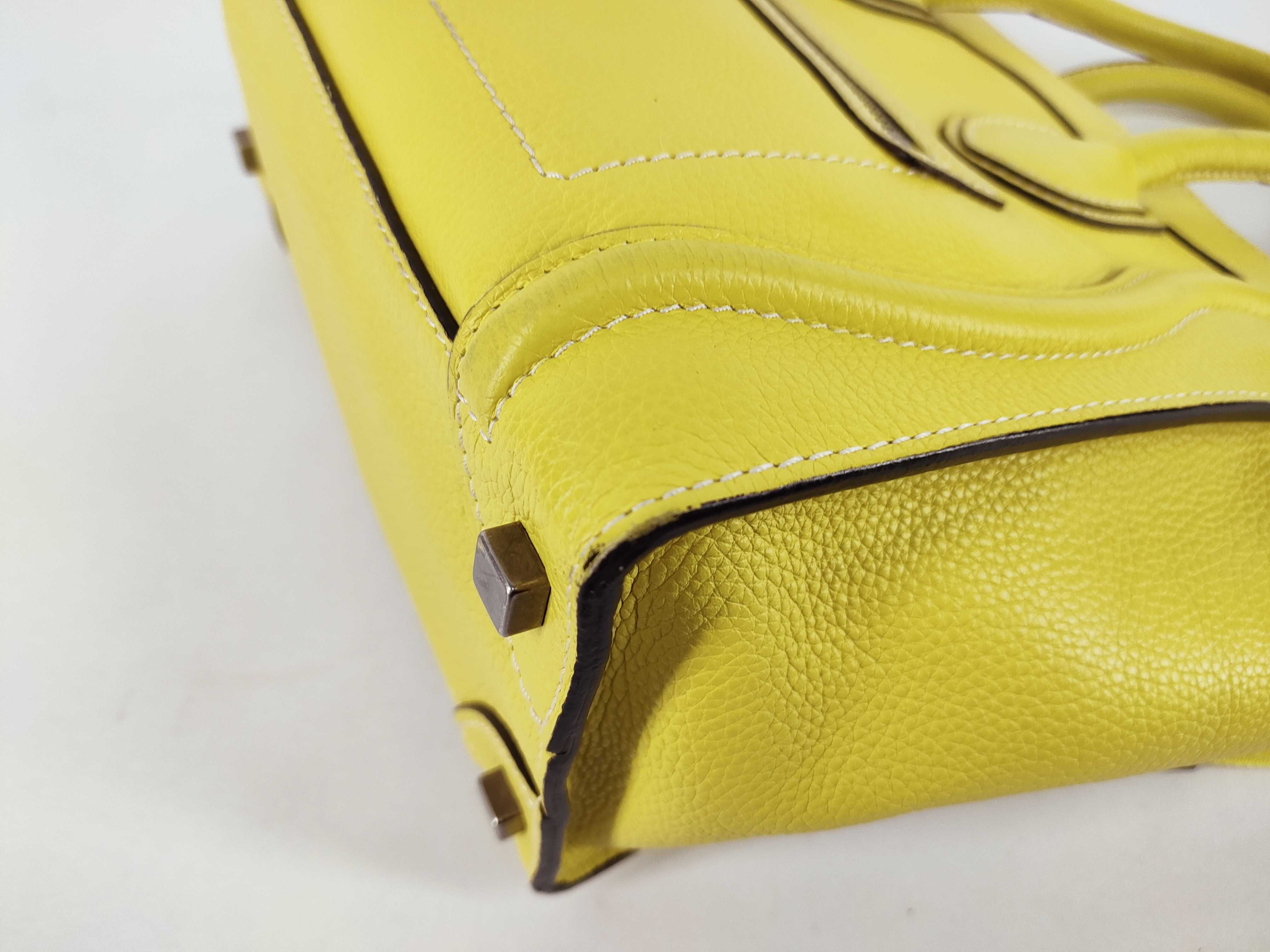 Celine Citron Yellow Drummed Calfskin Micro Luggage Tote Bag