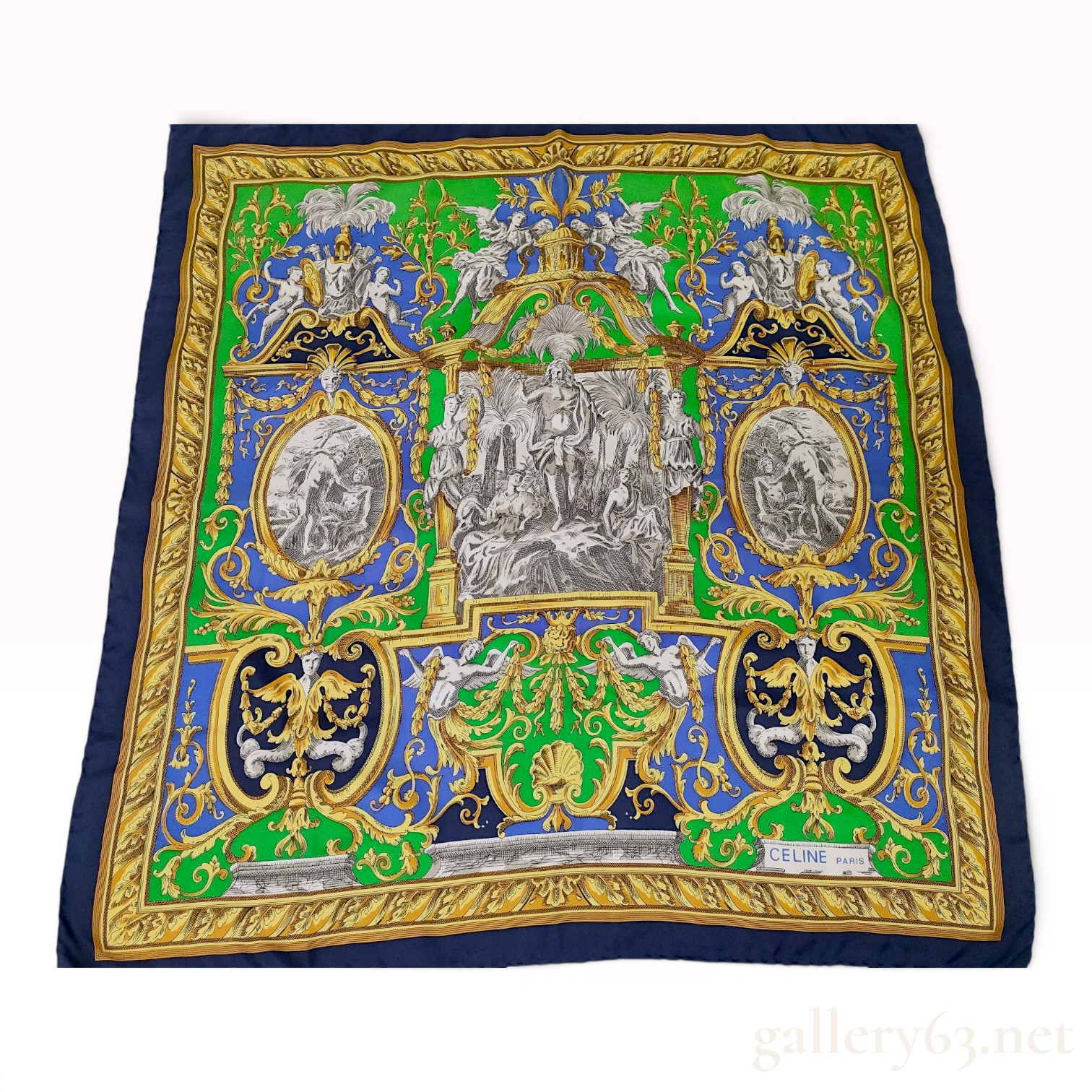 Celine Paris Silk Scarf with Neoclassical Pattern