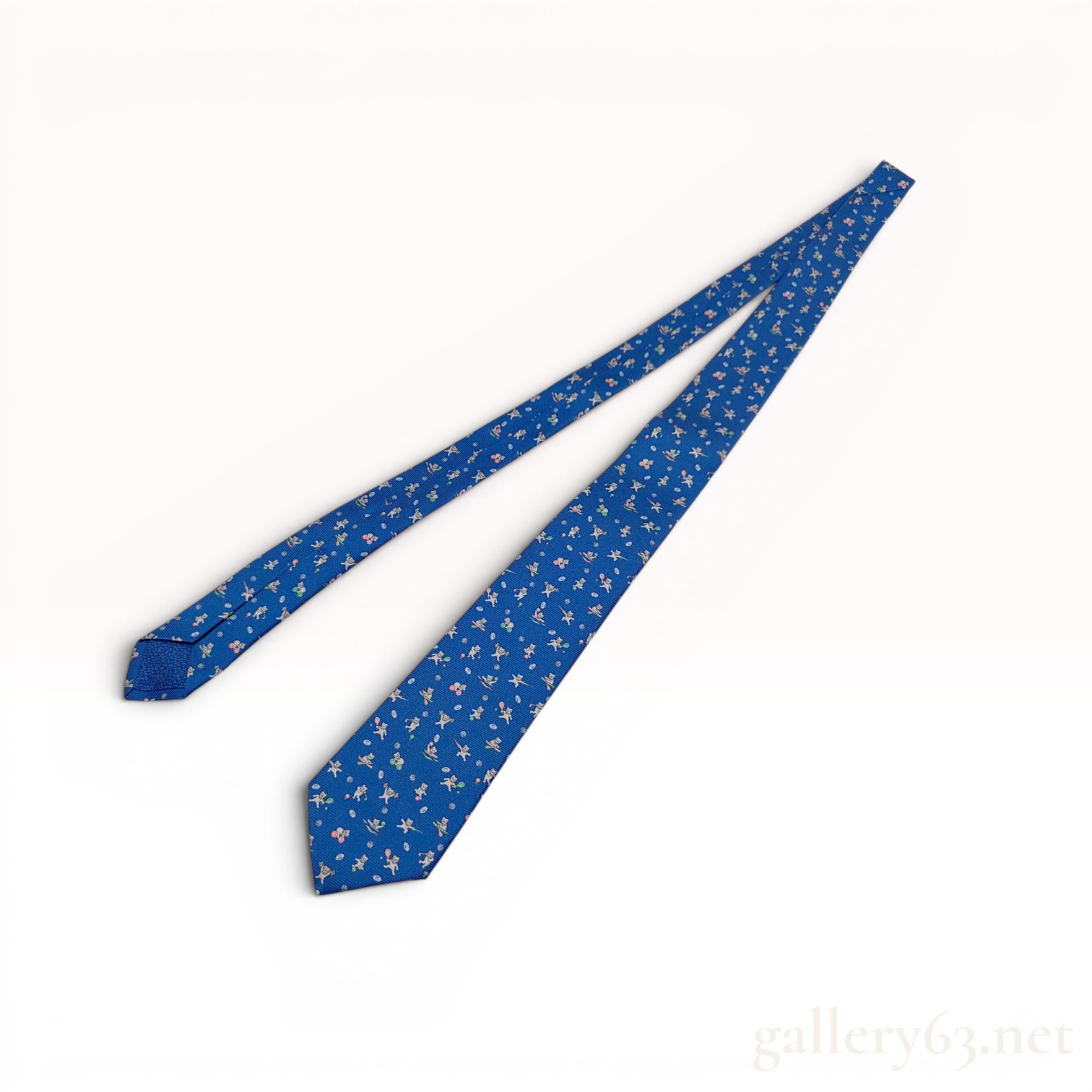 Bulgari Seven-Fold Silk Novelty Sport Cat Print Necktie