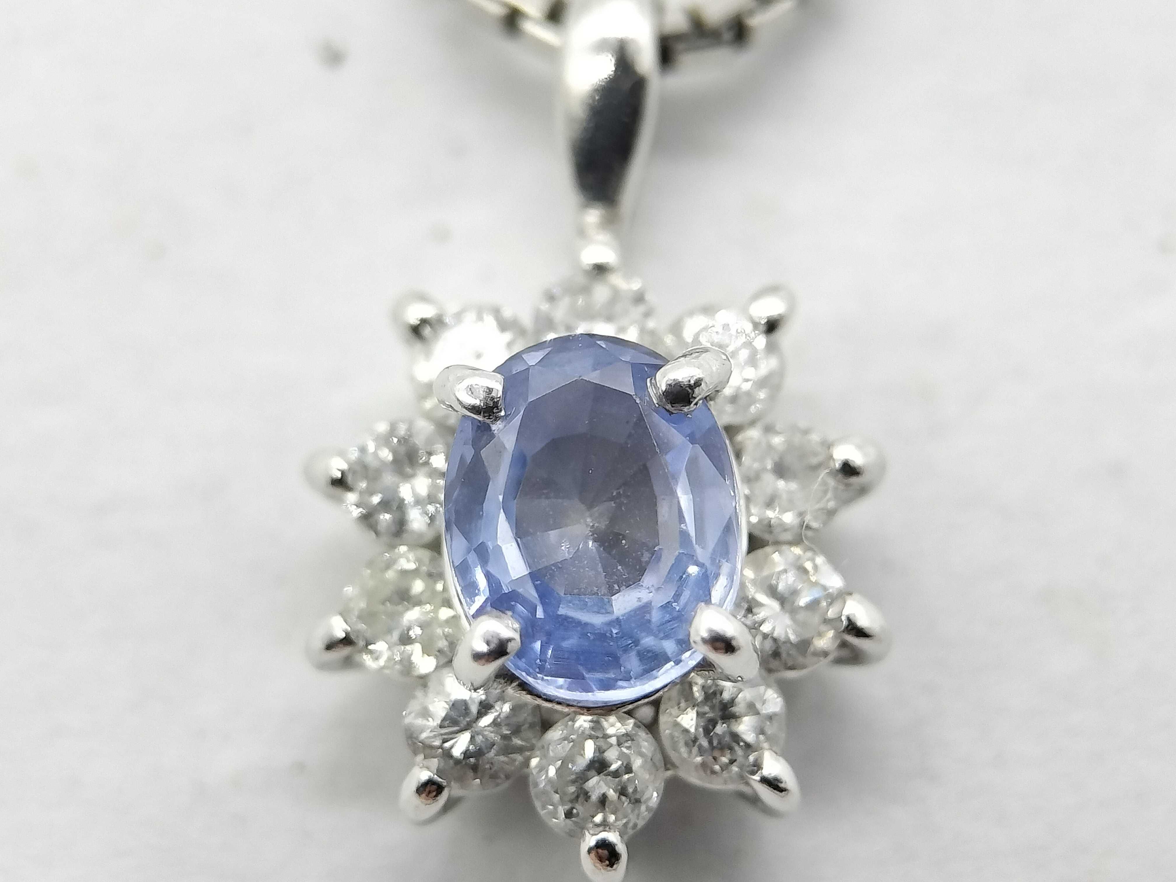 Platinum Tanzanite and Diamond Cluster Pendant Necklace