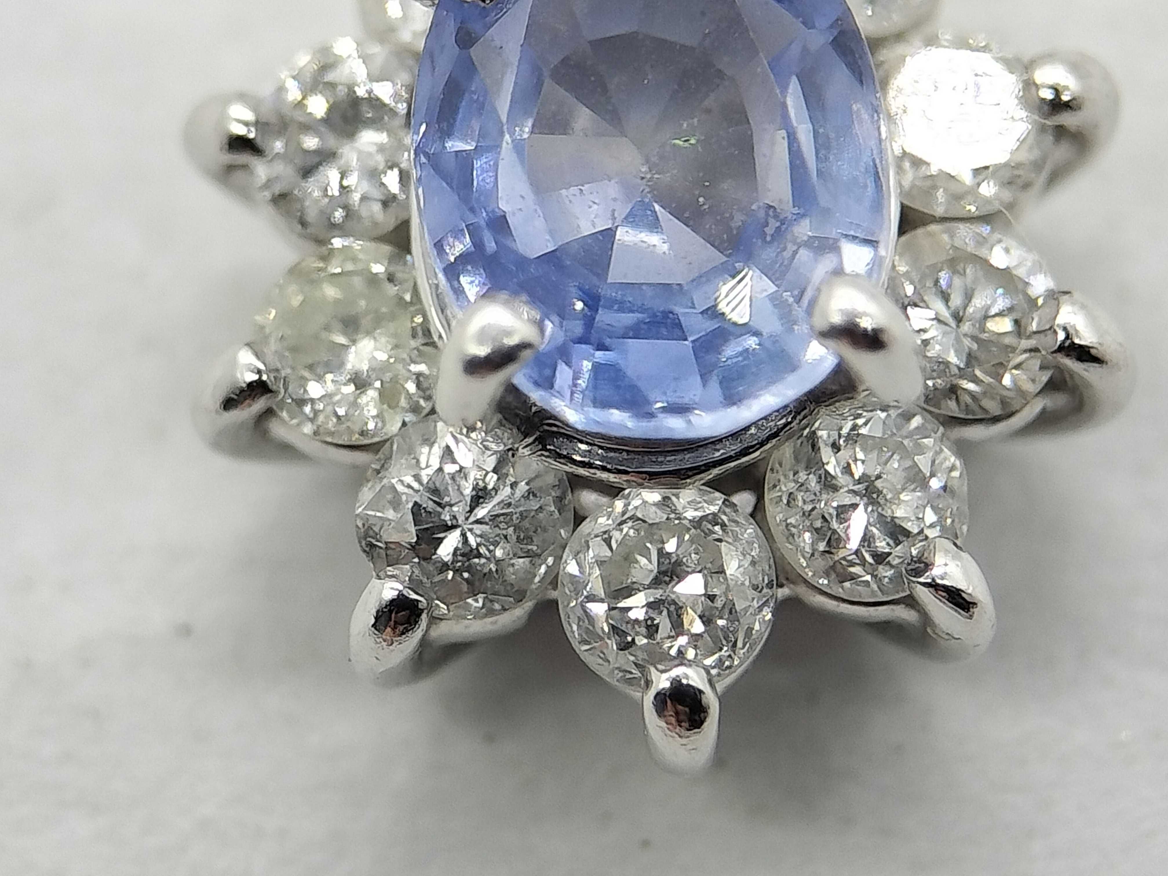 Platinum Tanzanite and Diamond Cluster Pendant Necklace