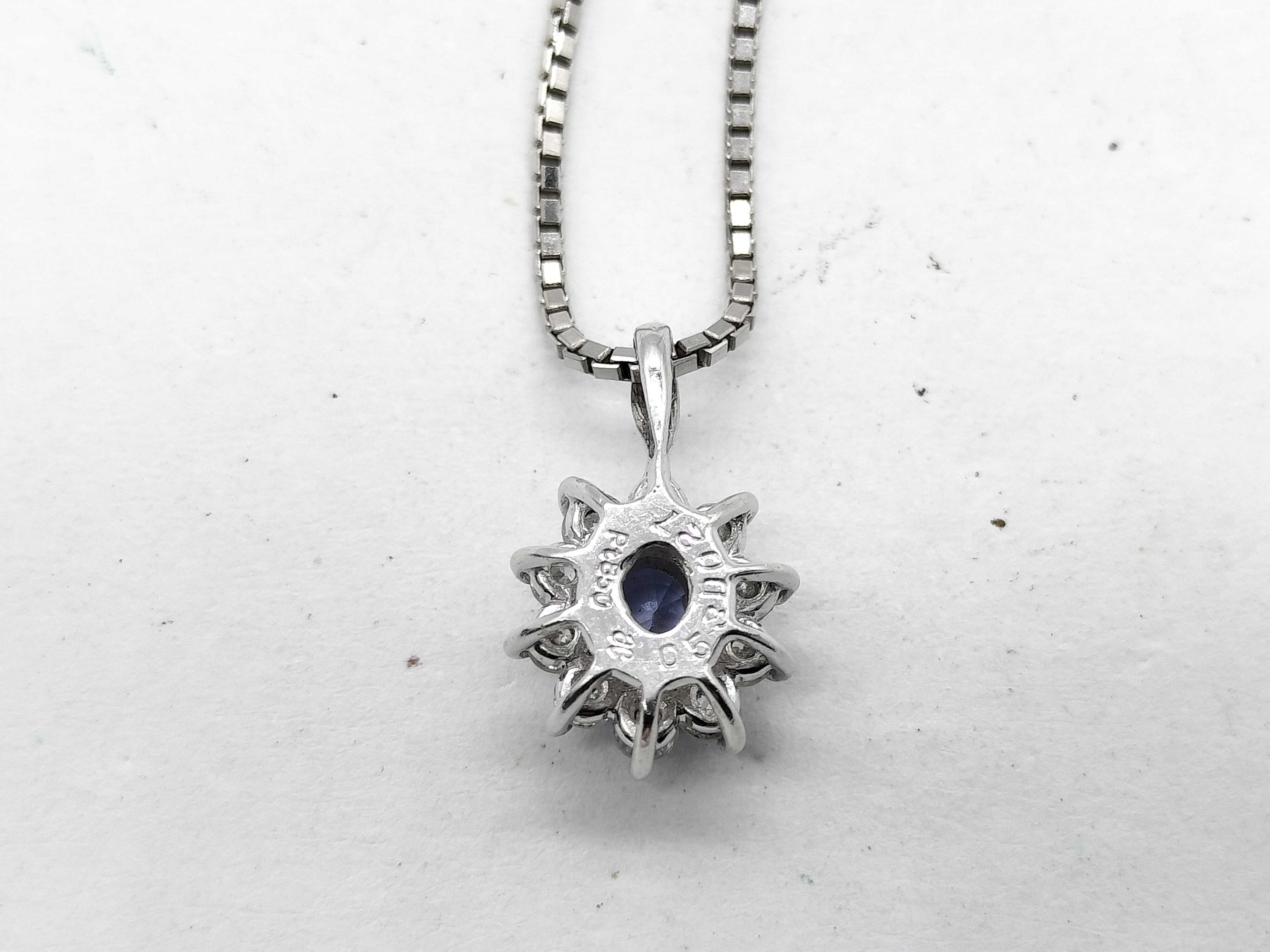 Platinum Tanzanite and Diamond Cluster Pendant Necklace
