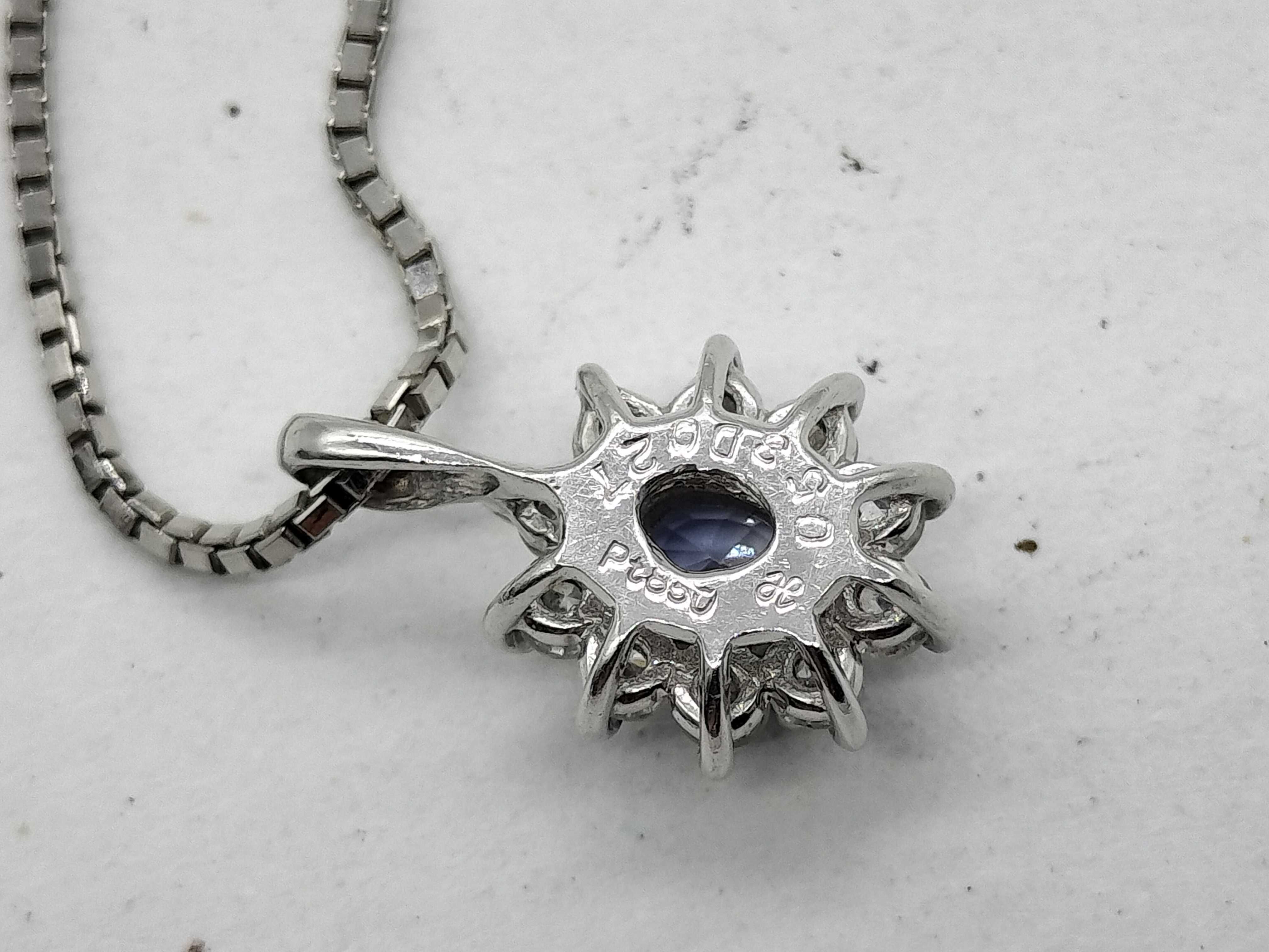 Platinum Tanzanite and Diamond Cluster Pendant Necklace