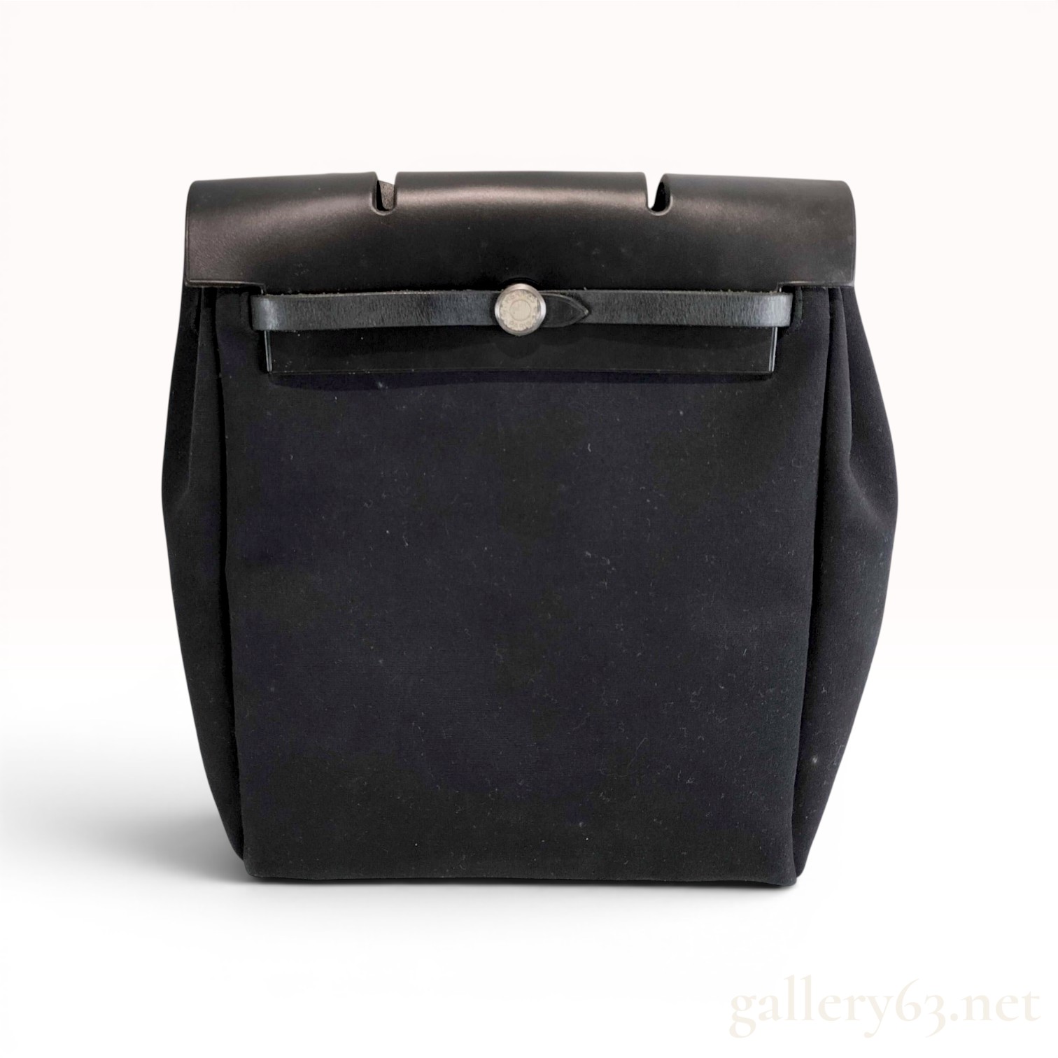Hermes Herbag A Dos Black Canvas and Leather Backpack