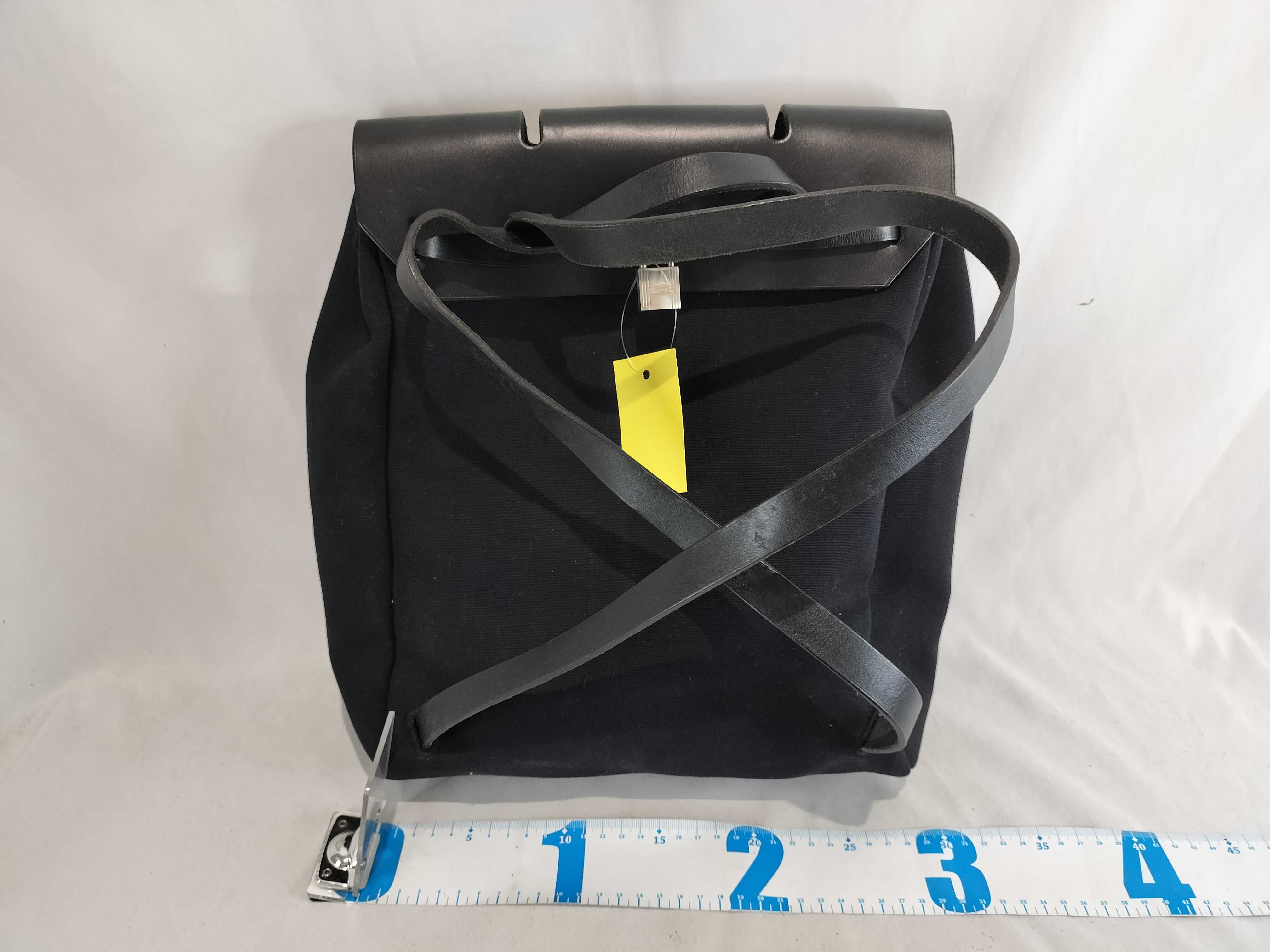 Hermes Herbag A Dos Black Canvas and Leather Backpack