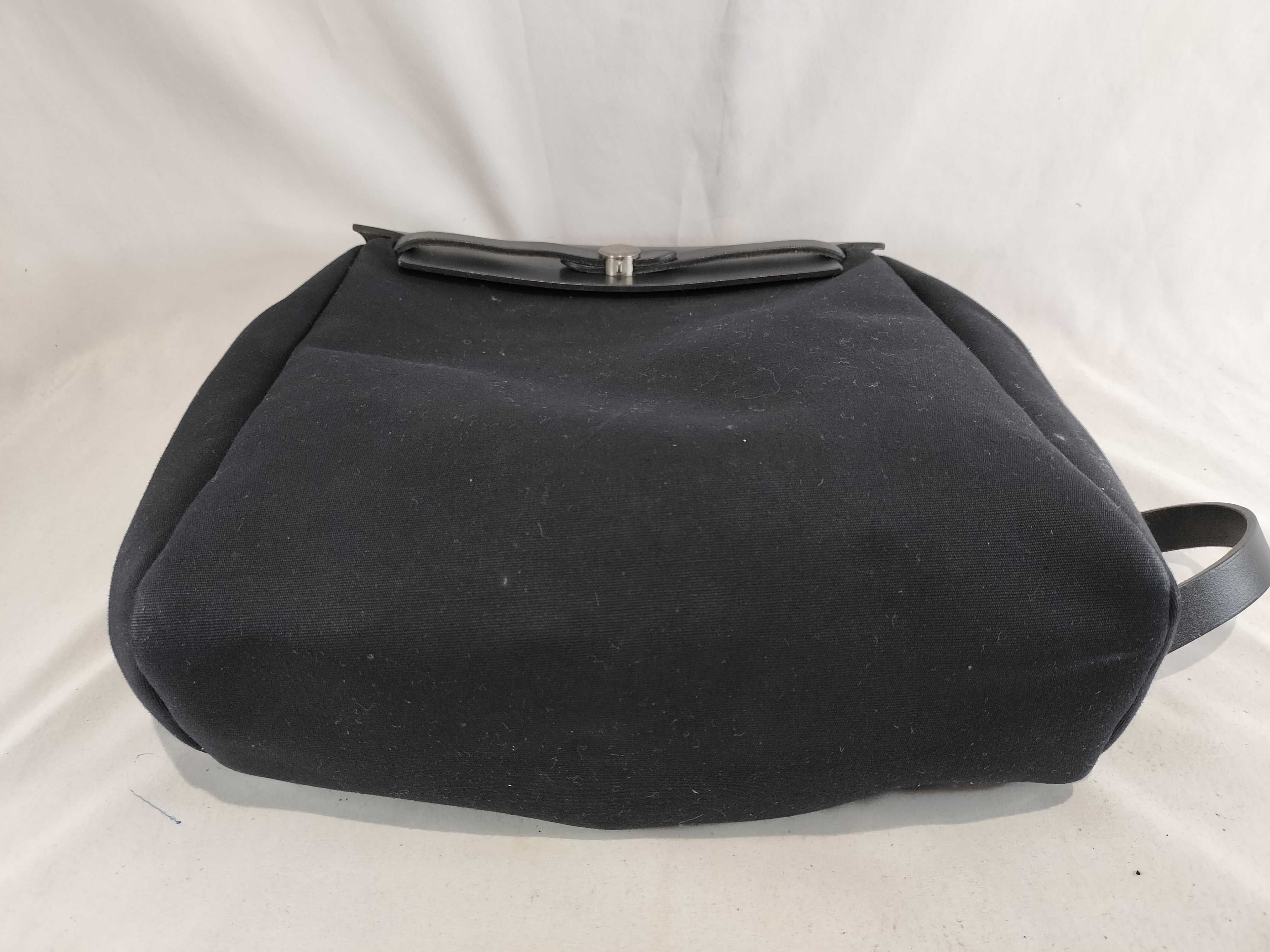 Hermes Herbag A Dos Black Canvas and Leather Backpack