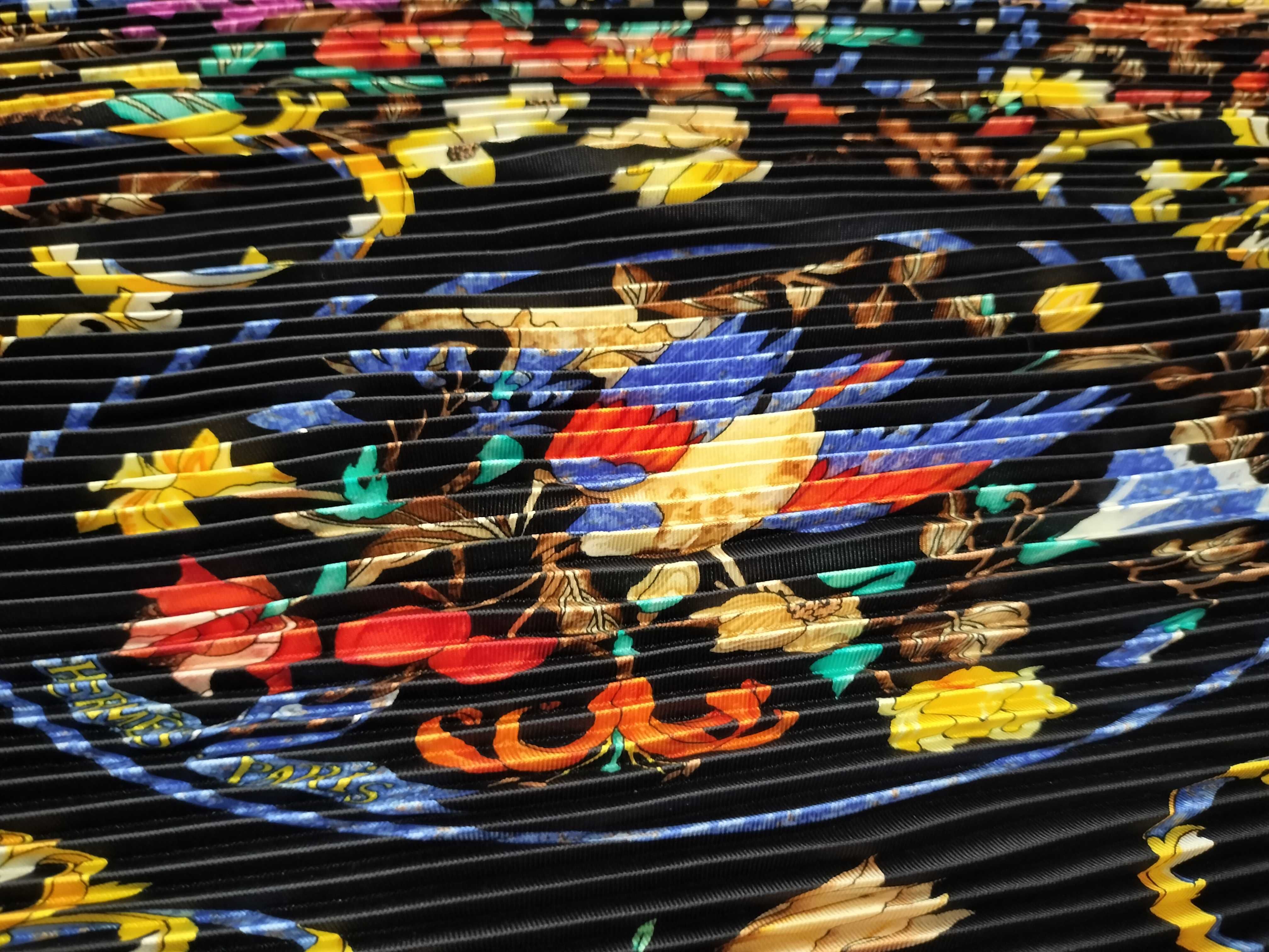 Hermes Parfums d’Orient et d’Occident Plisse Silk Scarf with Box