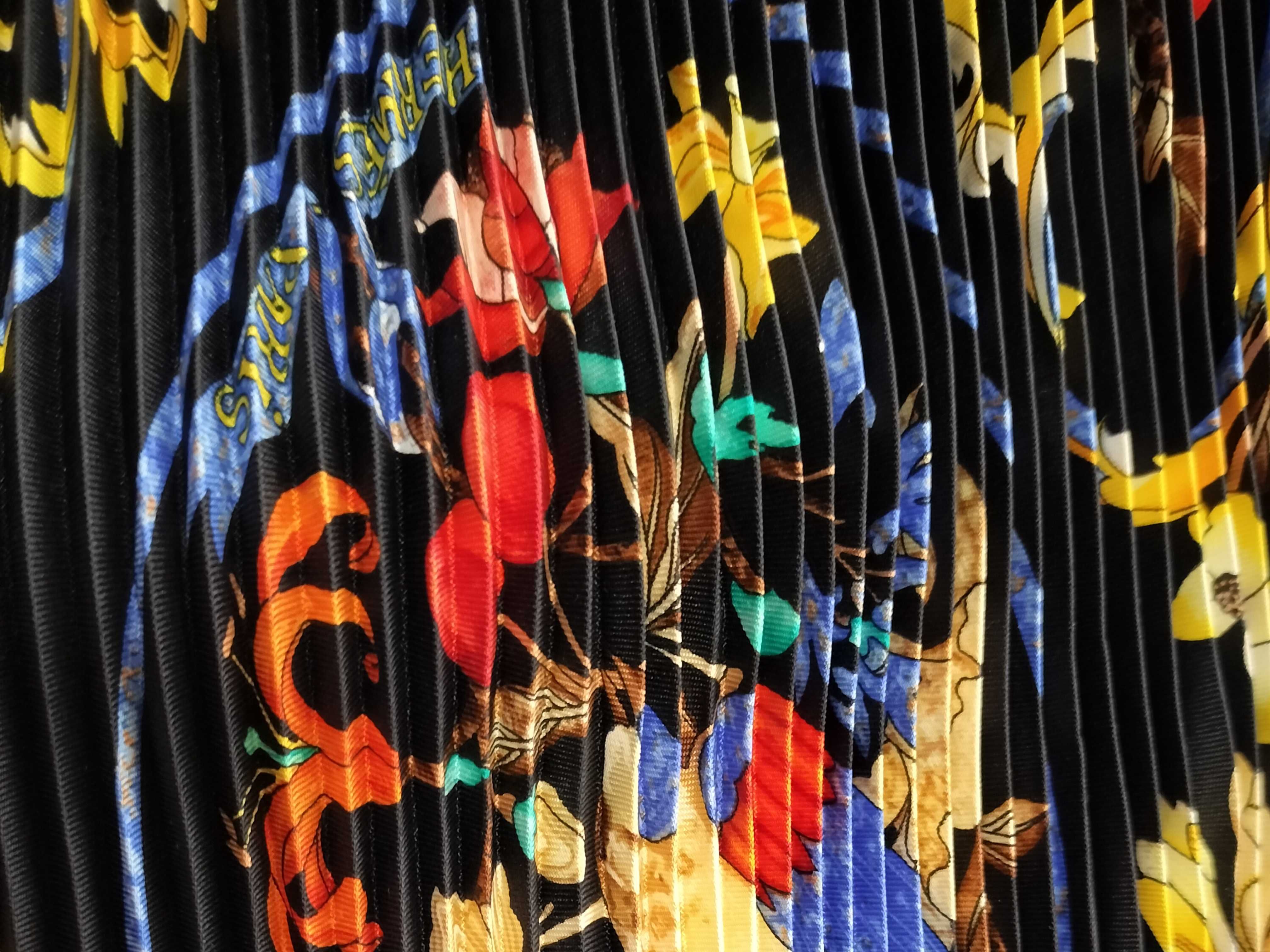 Hermes Parfums d’Orient et d’Occident Plisse Silk Scarf with Box