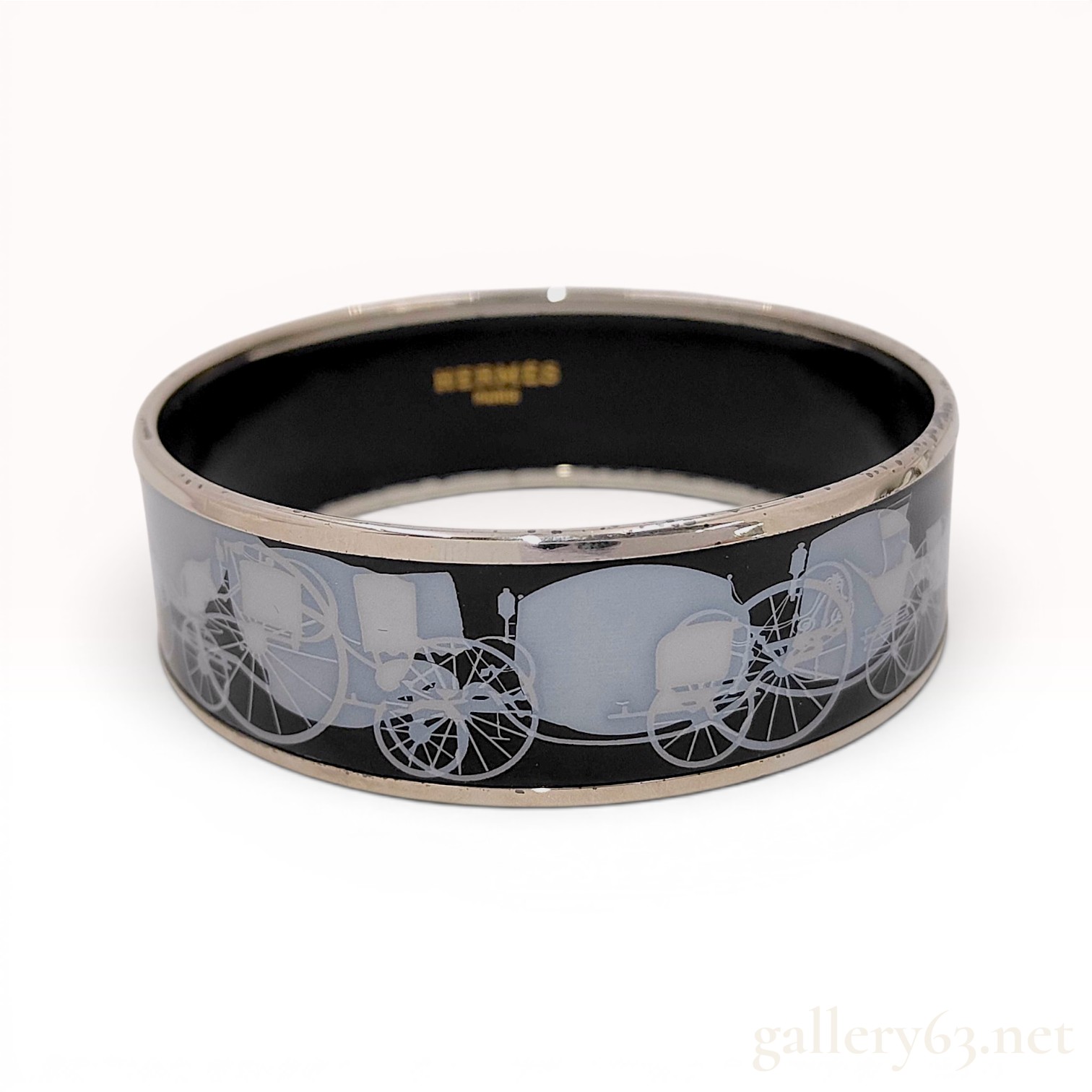 Hermes Wide Enamel Caleche Bangle Bracelet with Box