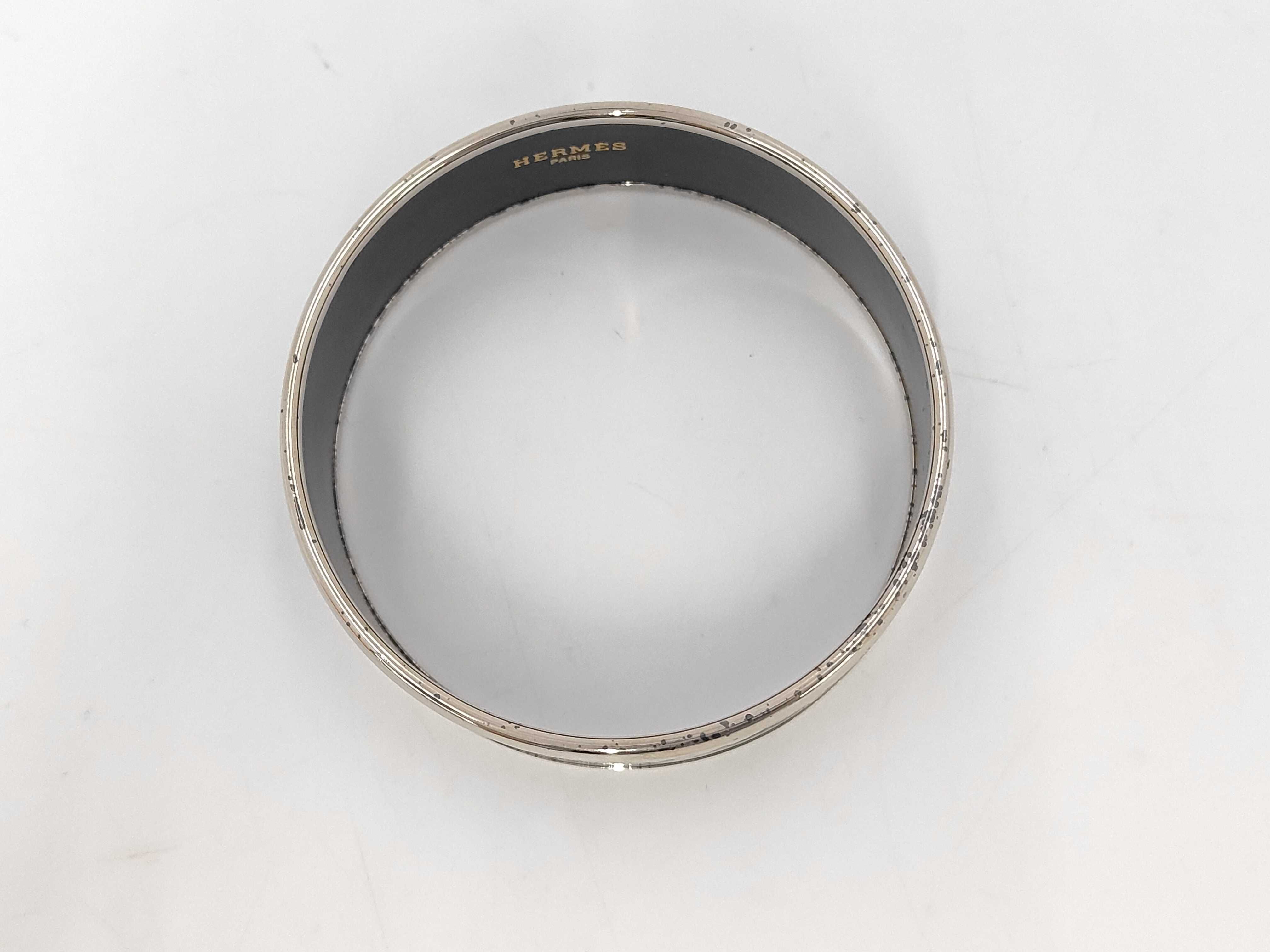 Hermes Wide Enamel Caleche Bangle Bracelet with Box