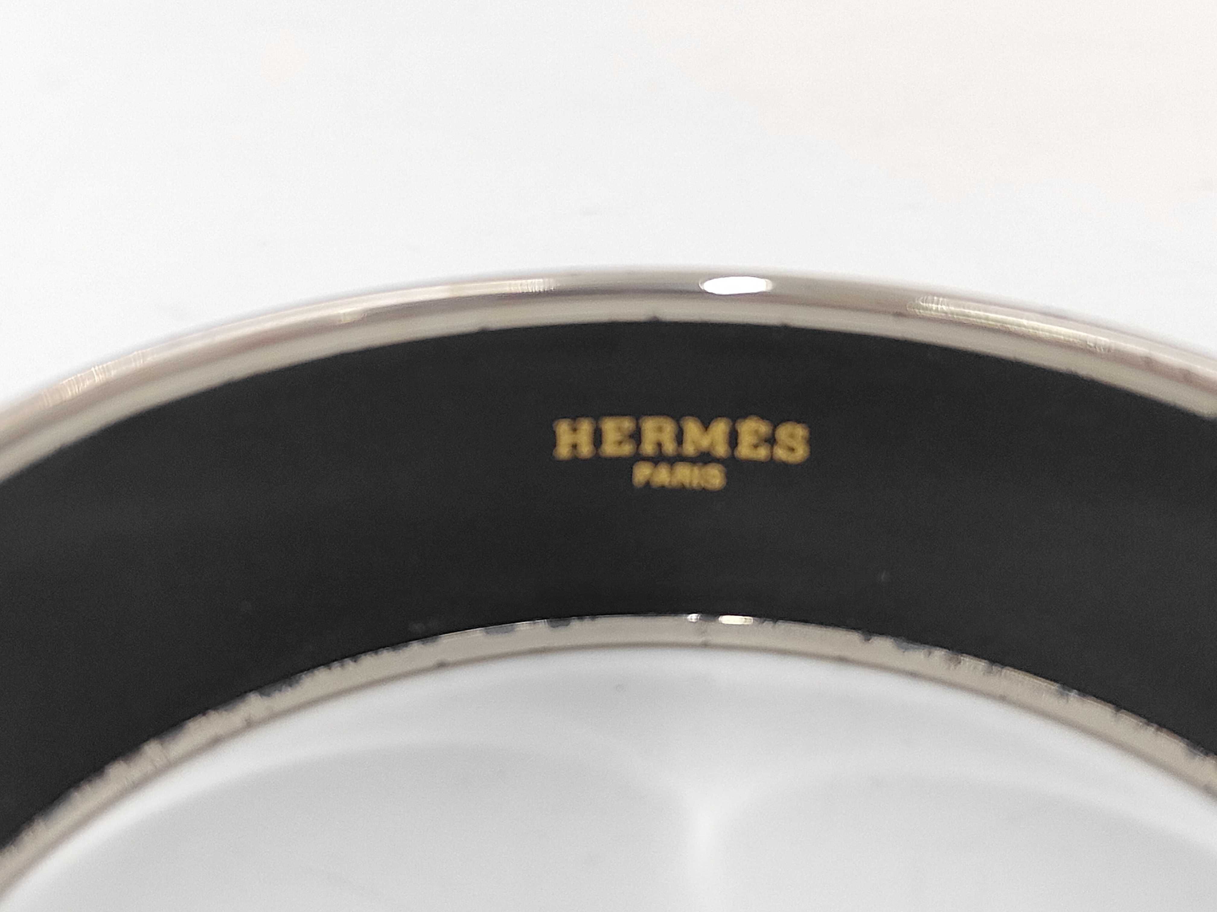 Hermes Wide Enamel Caleche Bangle Bracelet with Box