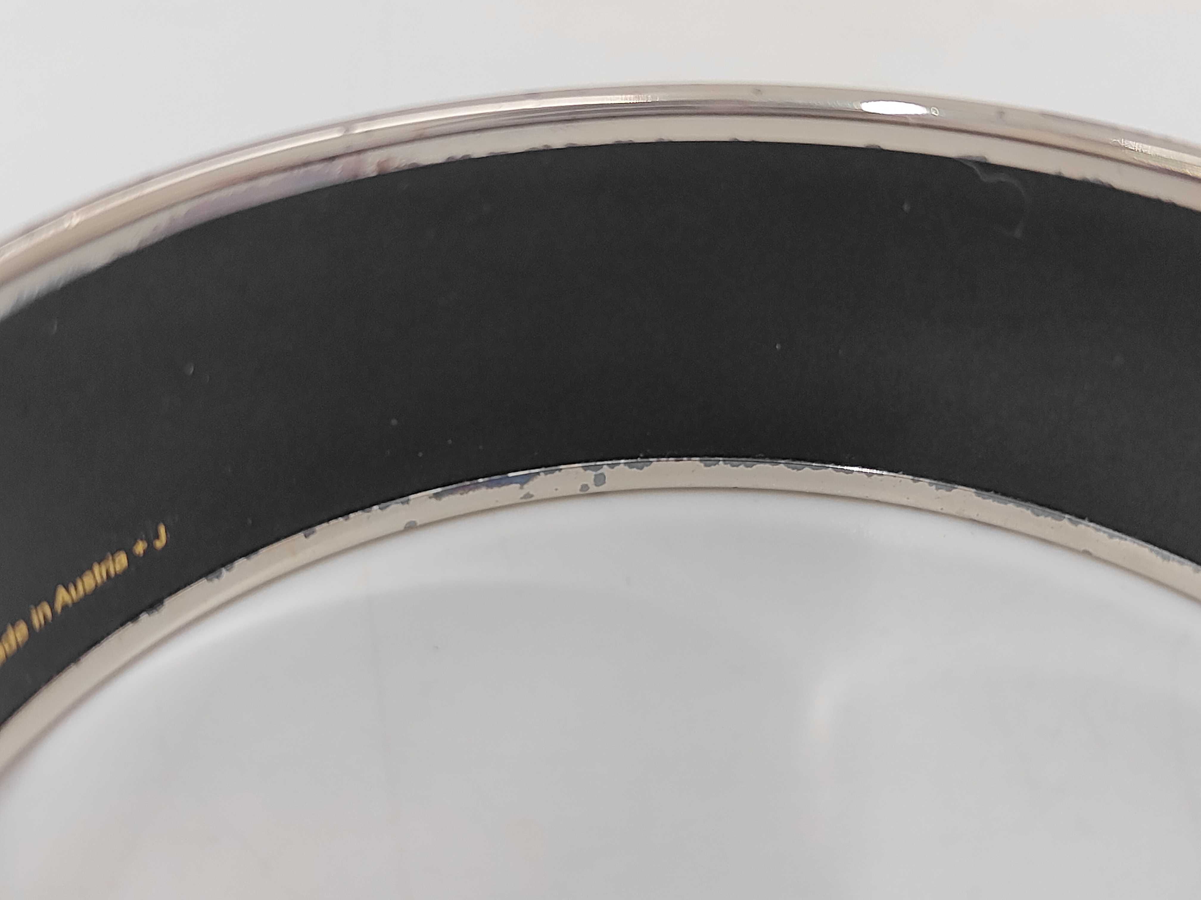 Hermes Wide Enamel Caleche Bangle Bracelet with Box