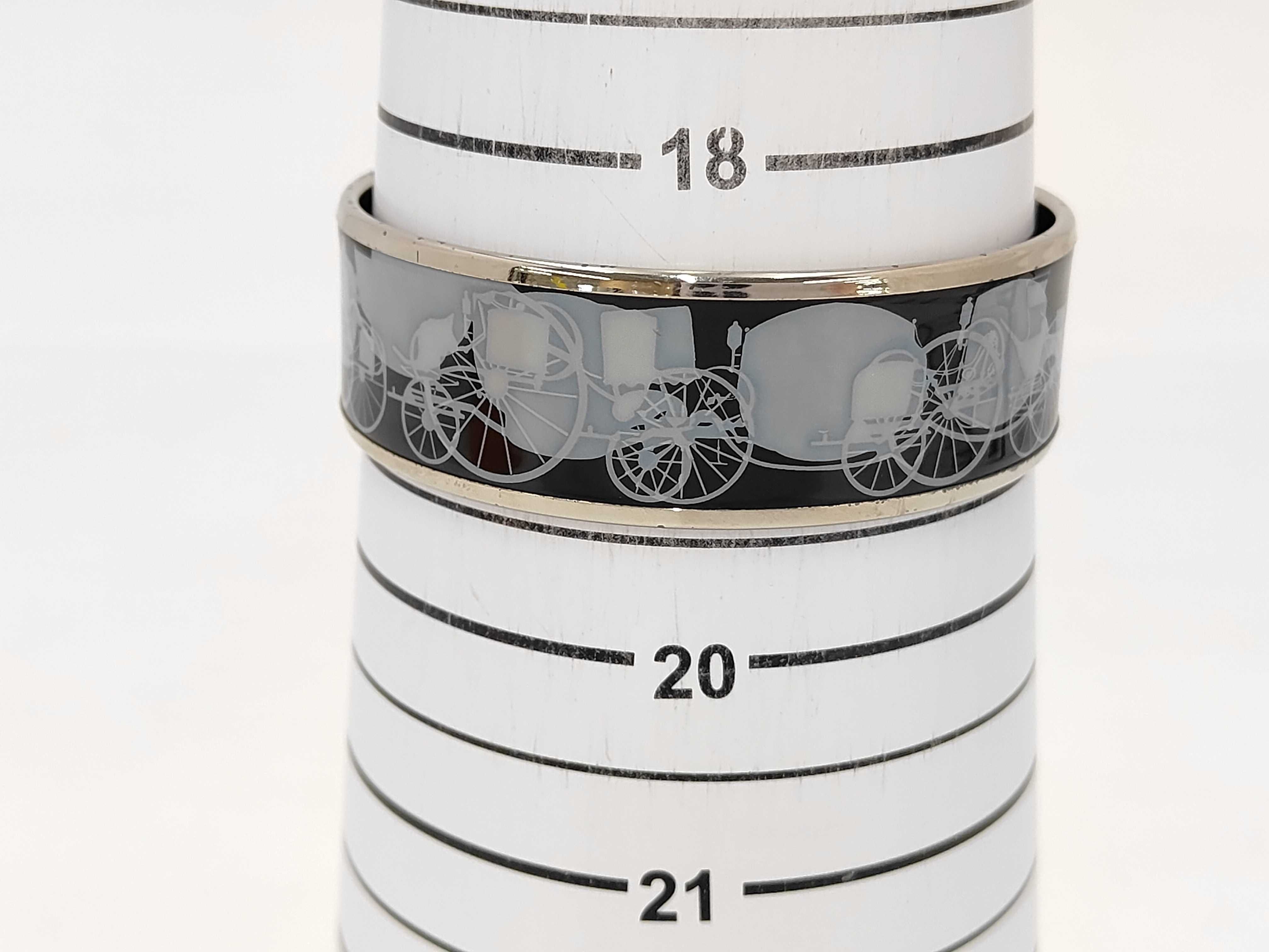 Hermes Wide Enamel Caleche Bangle Bracelet with Box