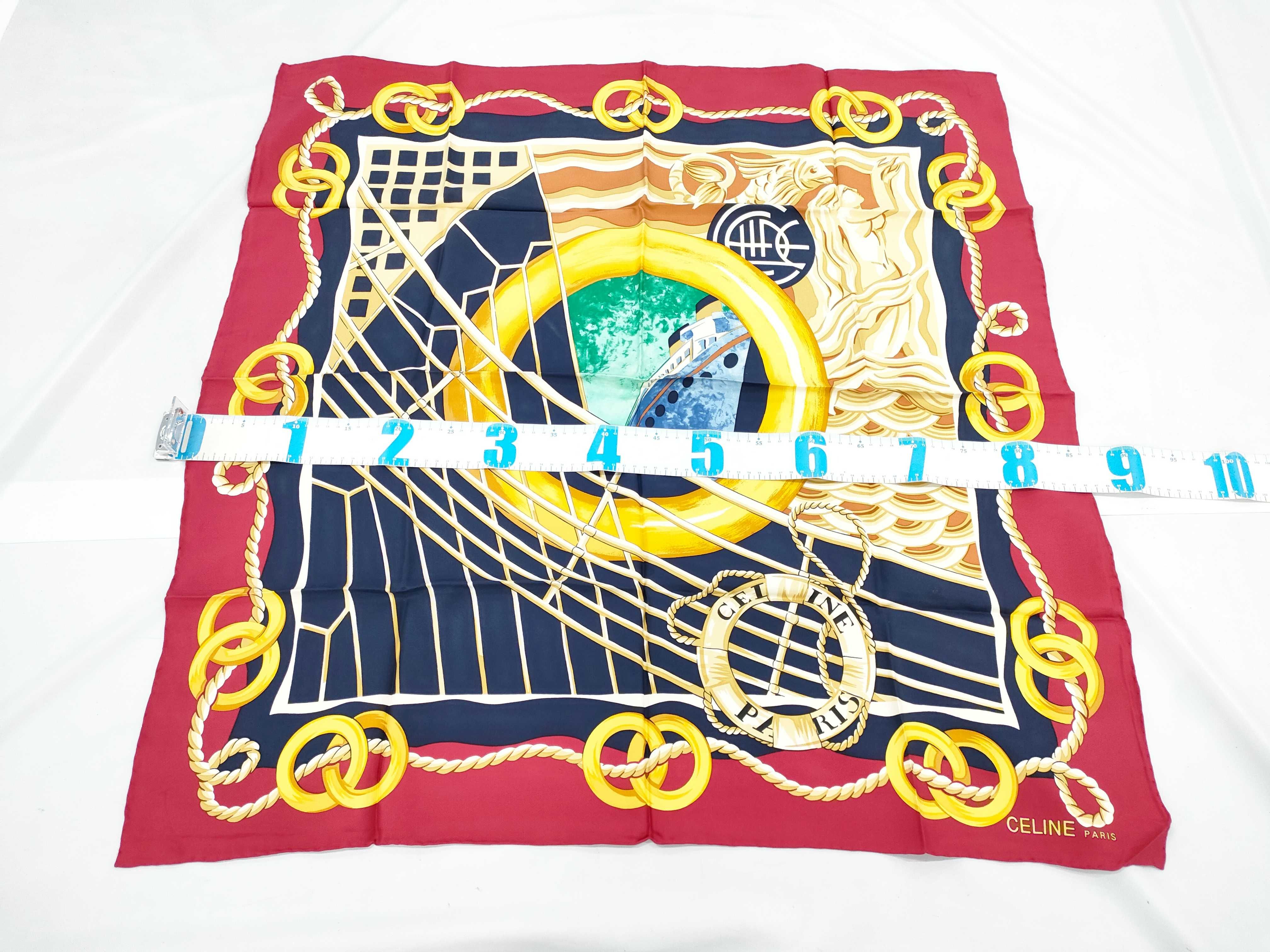 Celine Paris Nautical Graphic Print Silk Twill Scarf