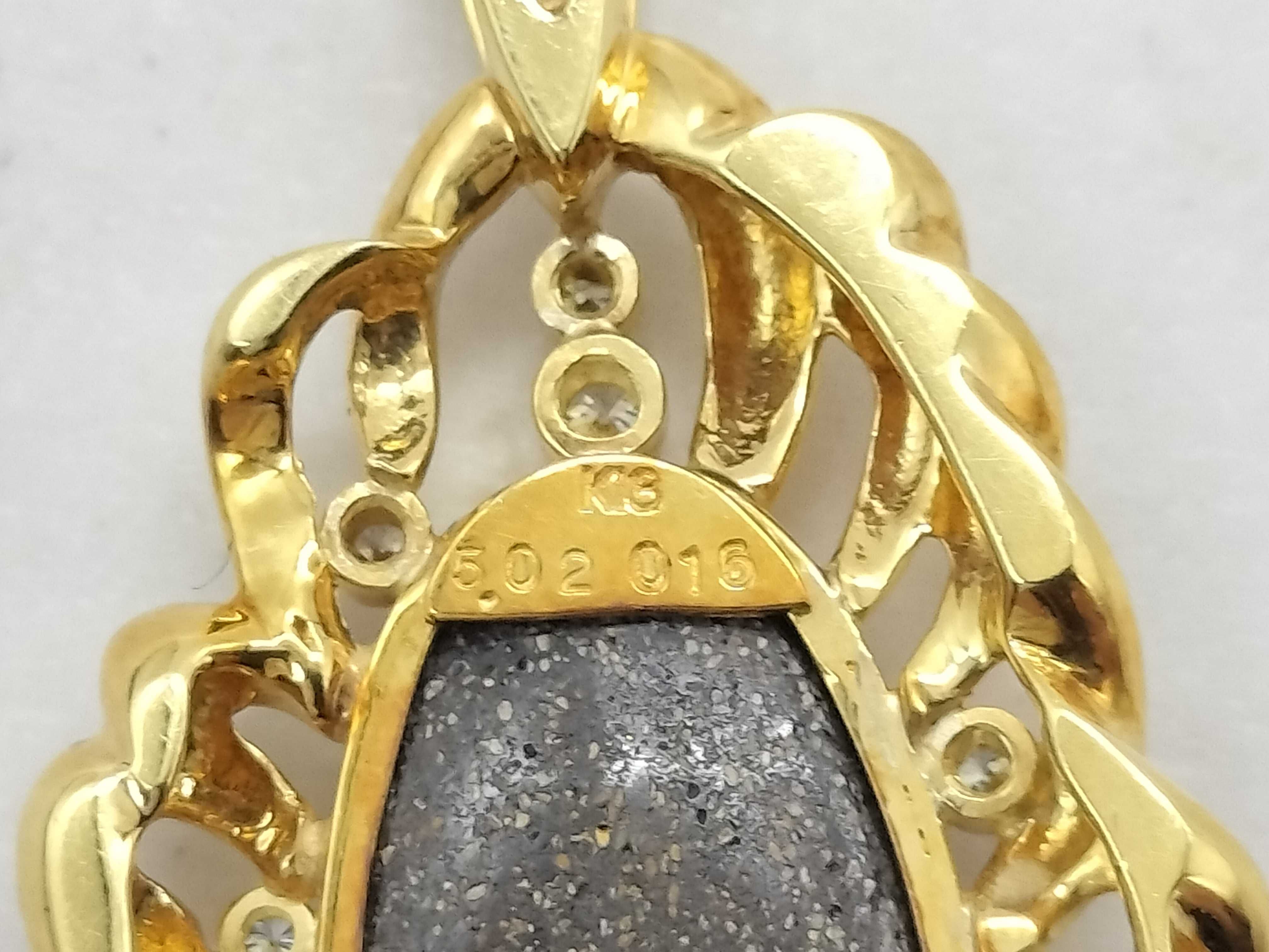 18K Yellow Gold Boulder Opal and Diamond Pendant