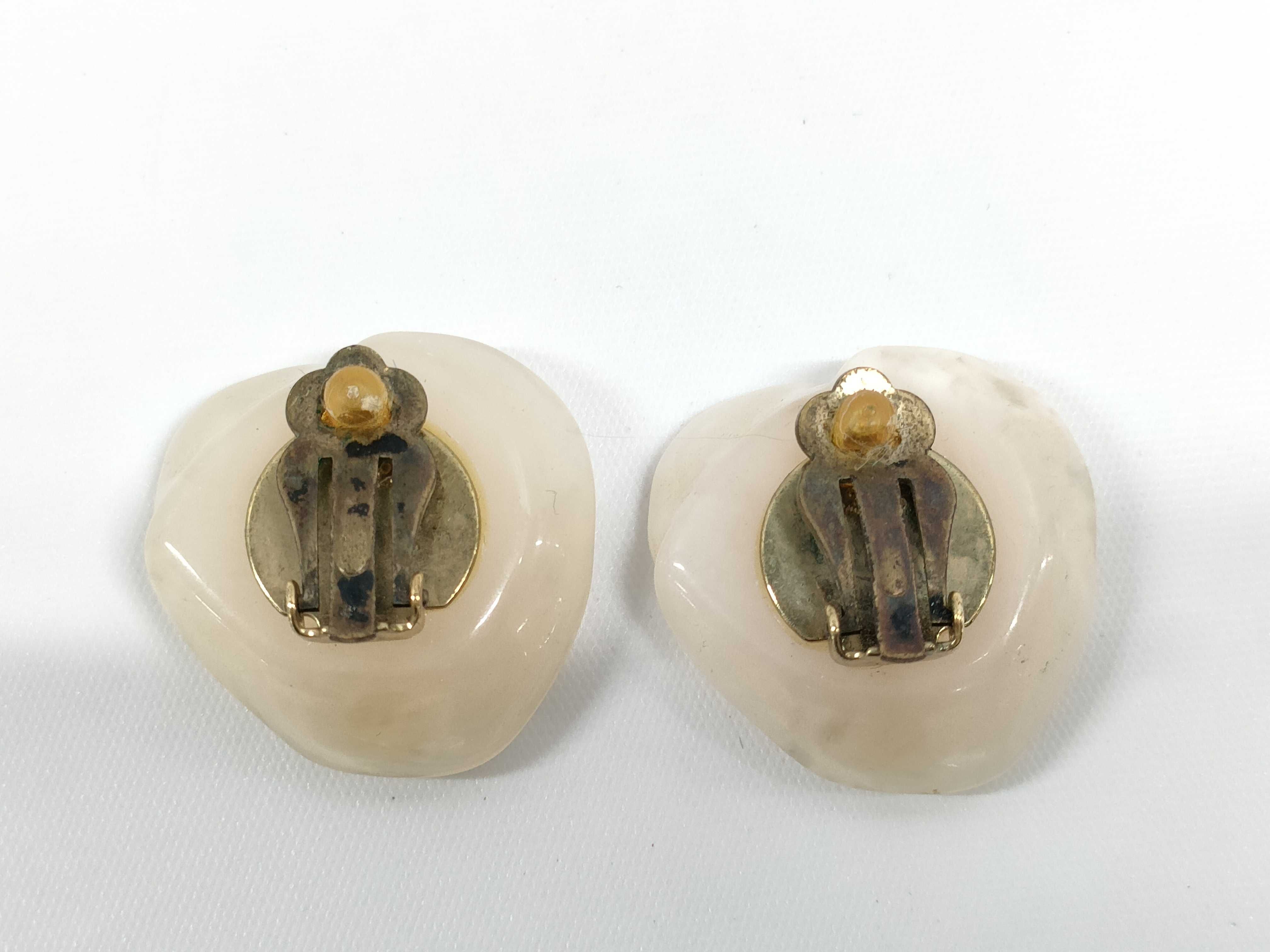Chanel Camellia Plastic Clip-On Earrings