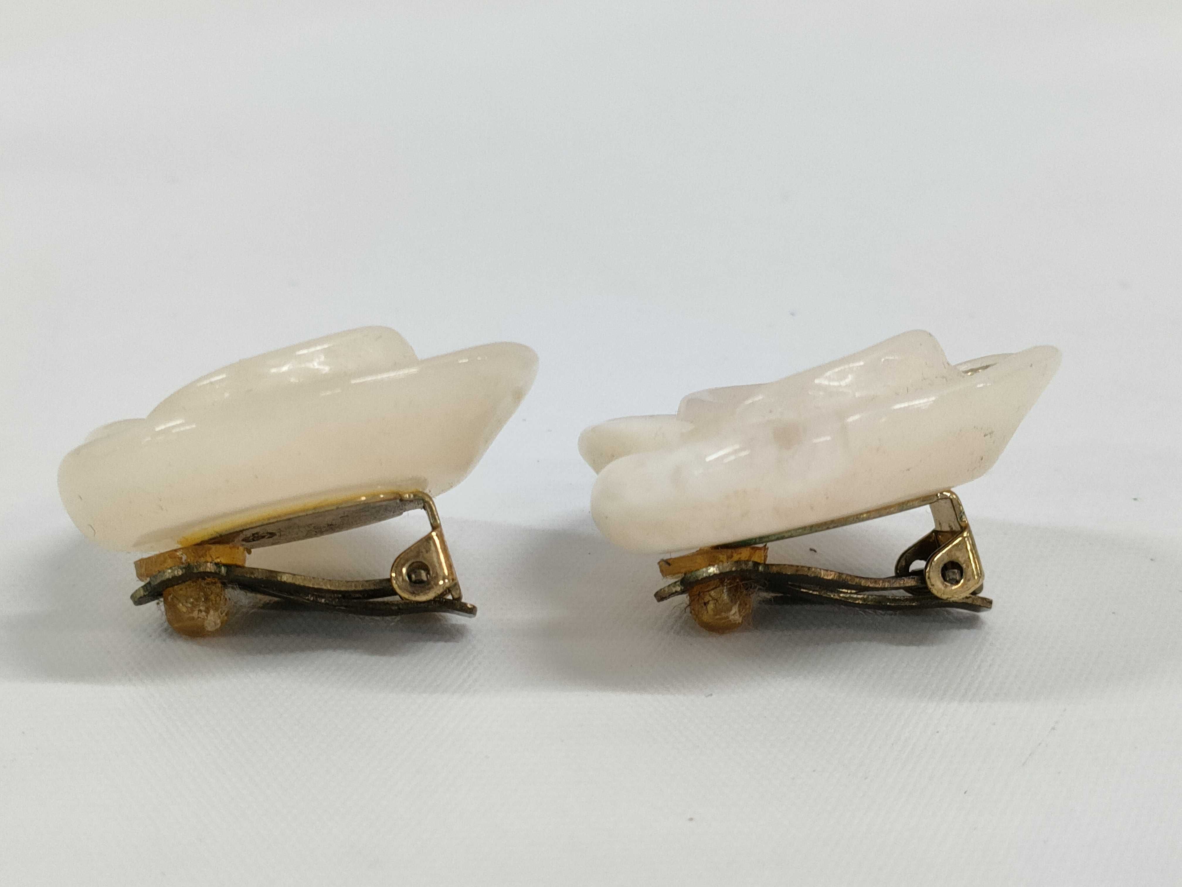 Chanel Camellia Plastic Clip-On Earrings