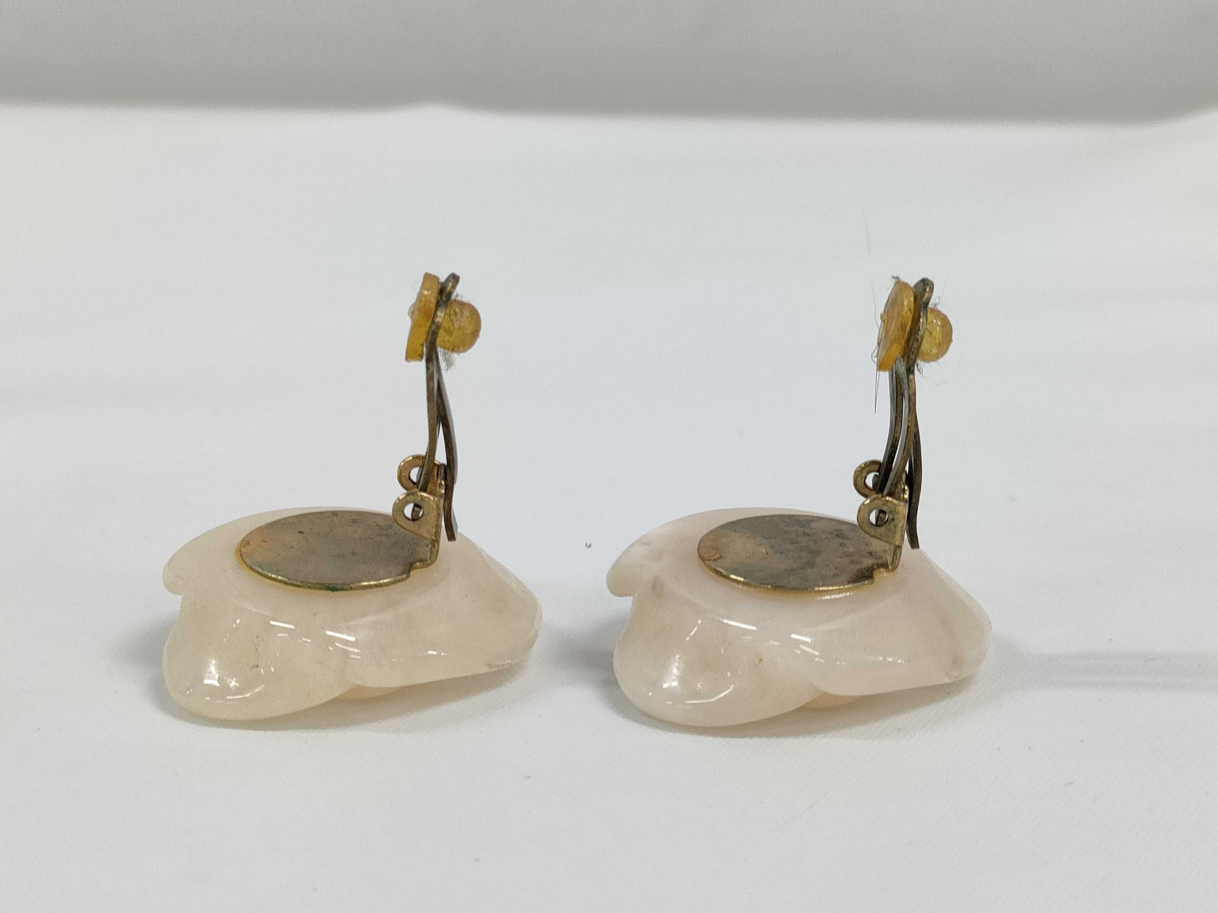 Chanel Camellia Plastic Clip-On Earrings