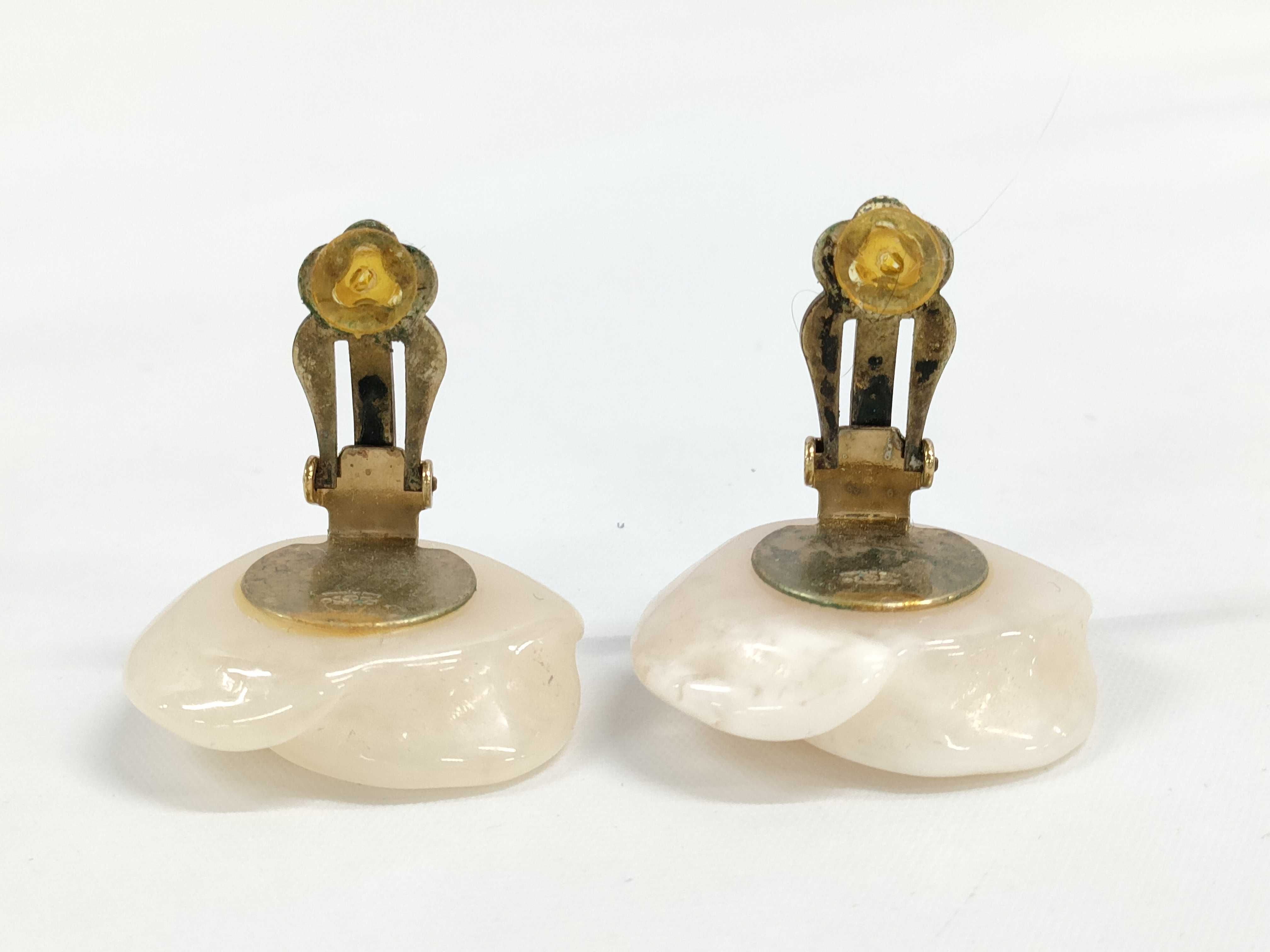 Chanel Camellia Plastic Clip-On Earrings