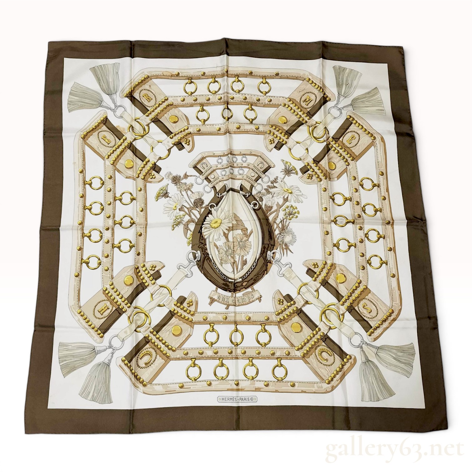 Hermes Aux Champs Silk Scarf