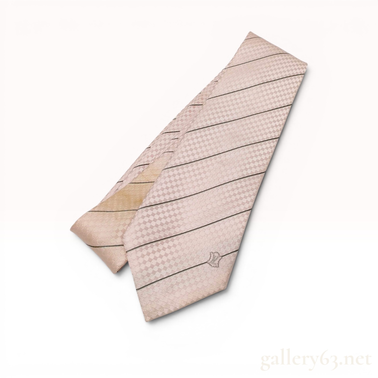 Louis Vuitton Silk Damier Pattern Necktie with Diagonal Stripes