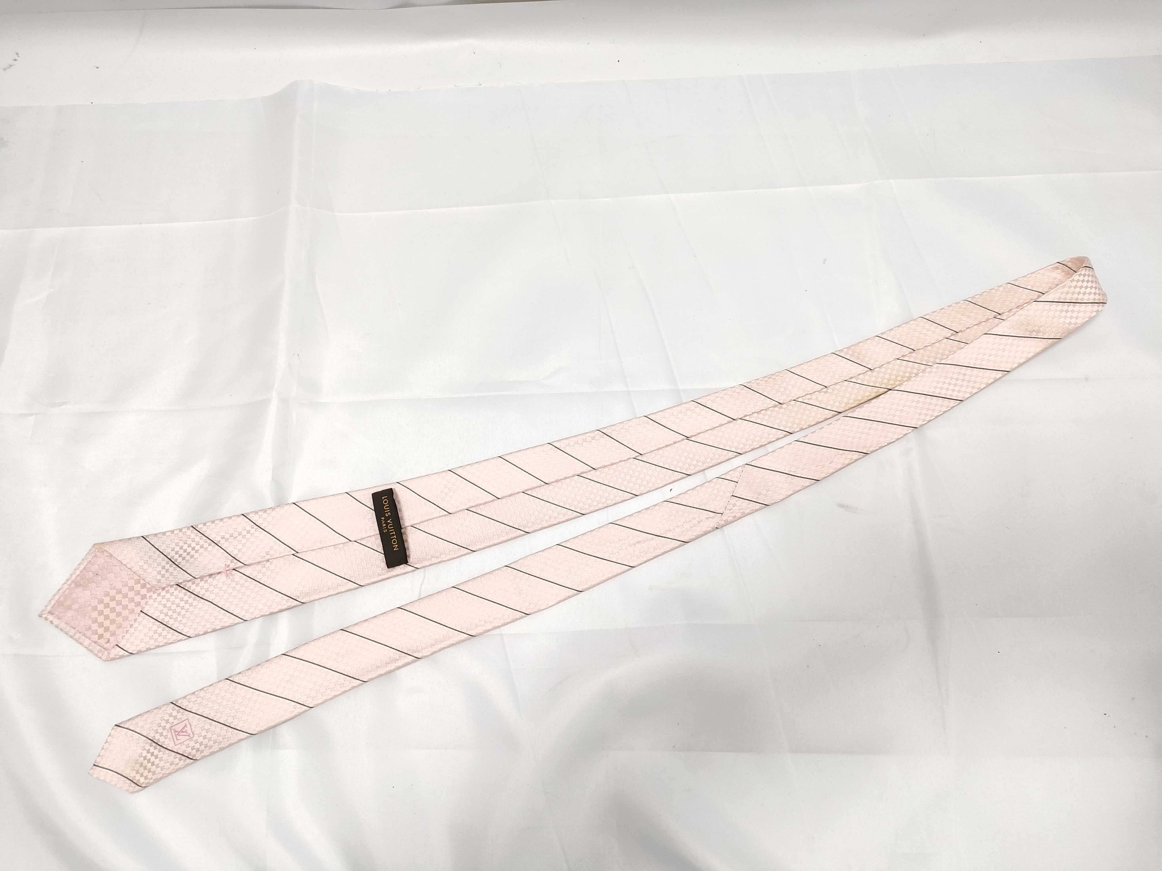 Louis Vuitton Silk Damier Pattern Necktie with Diagonal Stripes