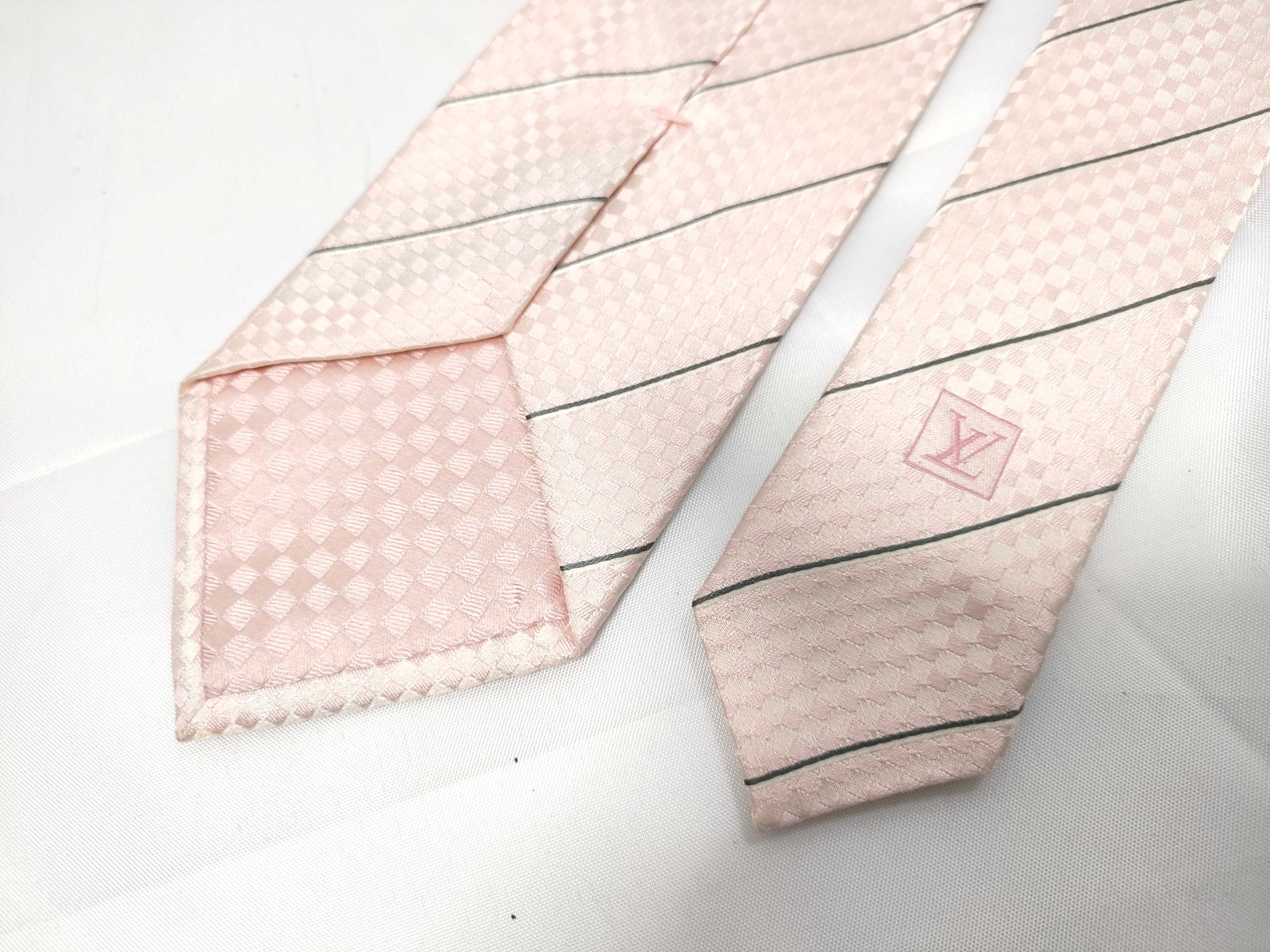 Louis Vuitton Silk Damier Pattern Necktie with Diagonal Stripes