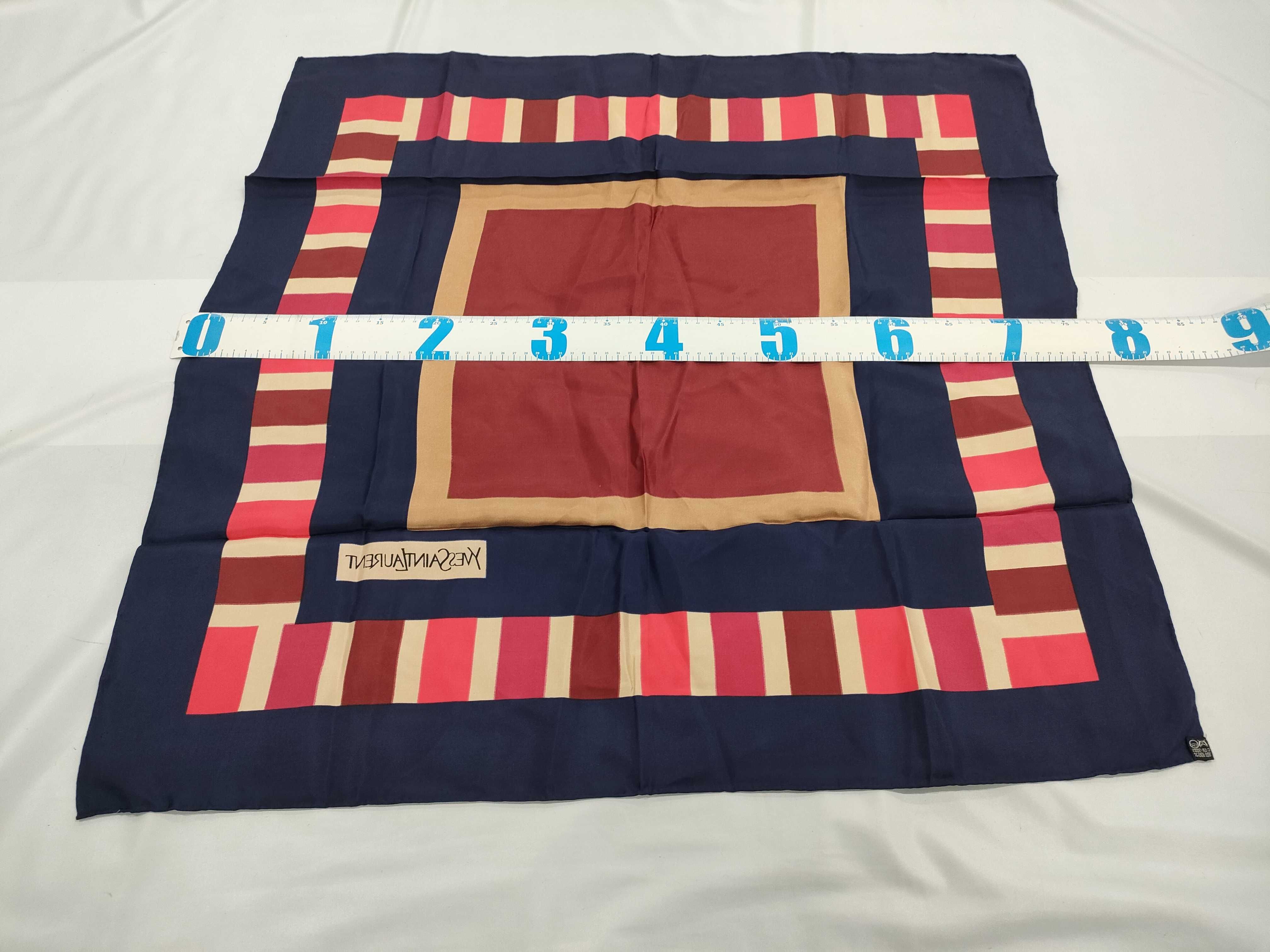 Yves Saint Laurent Vintage Silk Scarf with Geometric Block Pattern