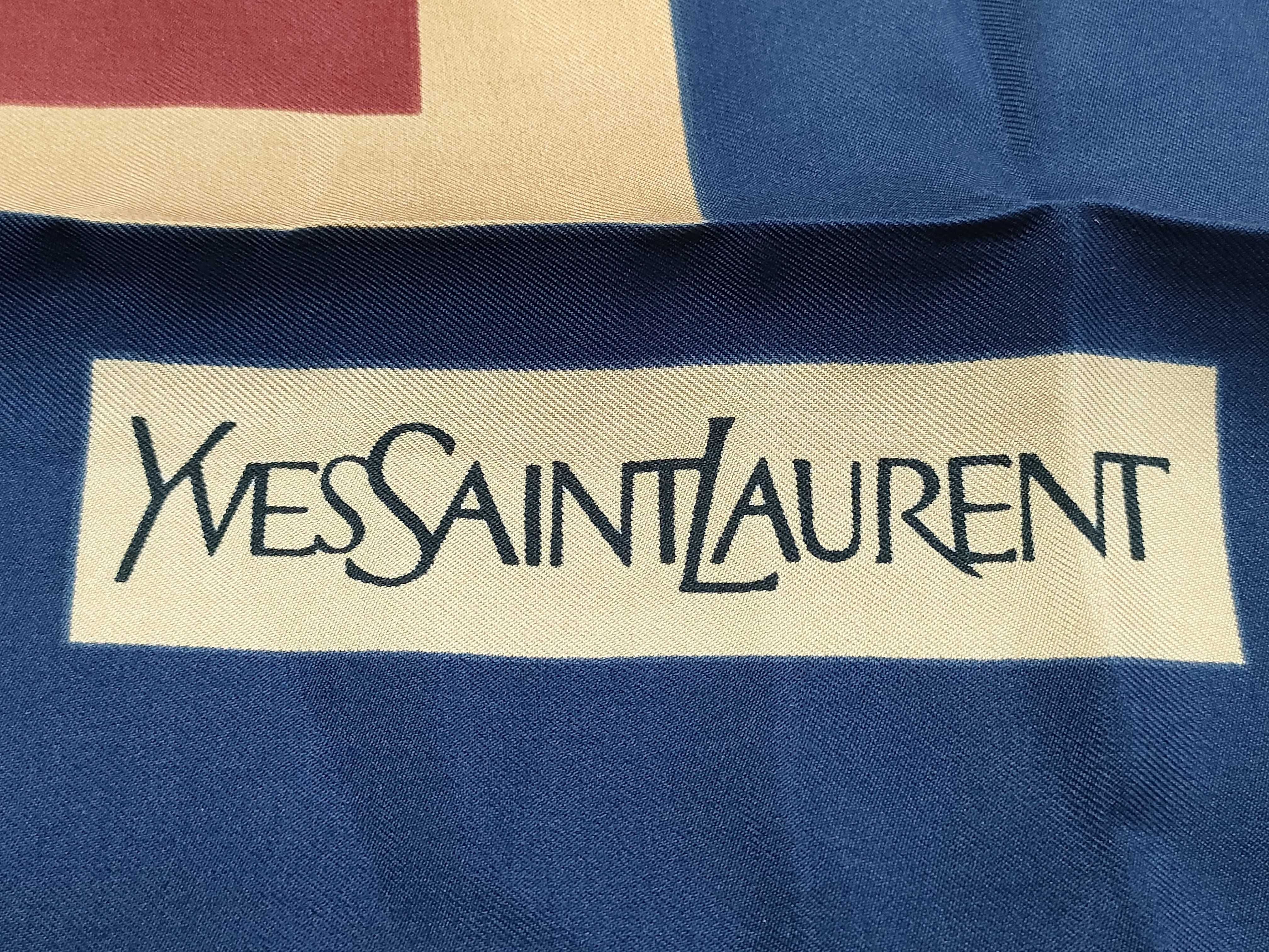 Yves Saint Laurent Vintage Silk Scarf with Geometric Block Pattern