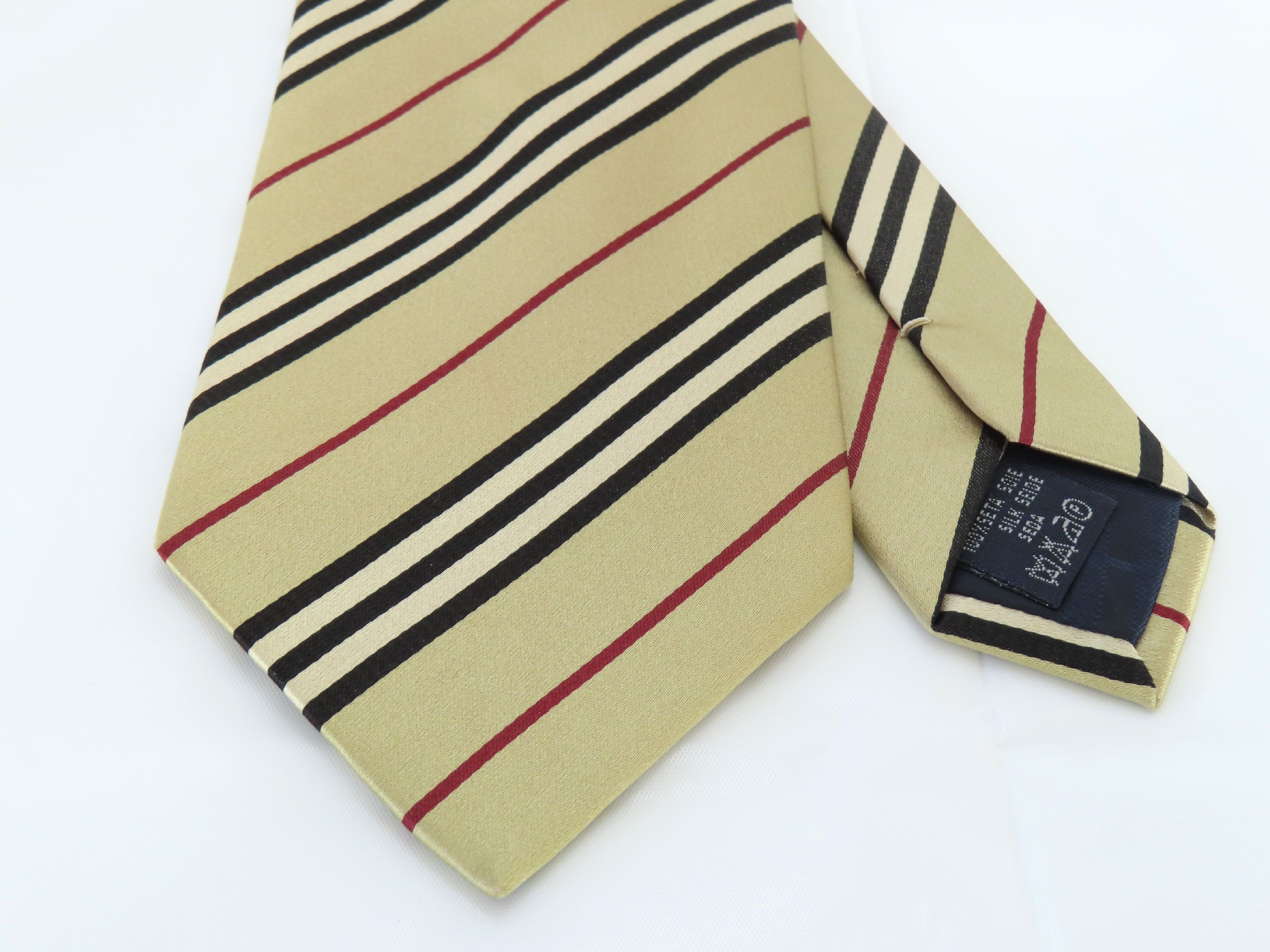 Burberry London Men's Beige Manson Diagonal Stripe Silk Tie