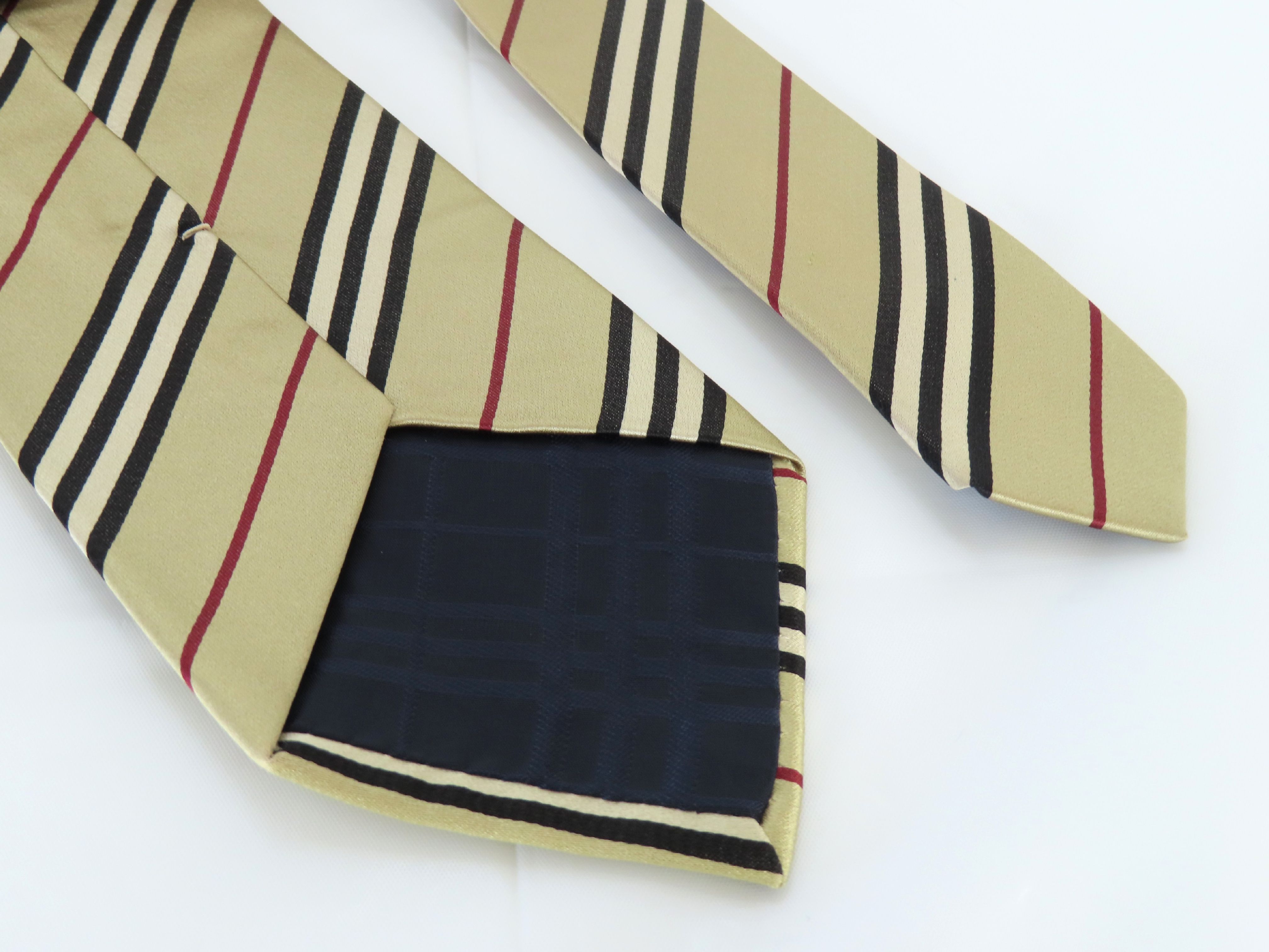 Burberry London Men's Beige Manson Diagonal Stripe Silk Tie